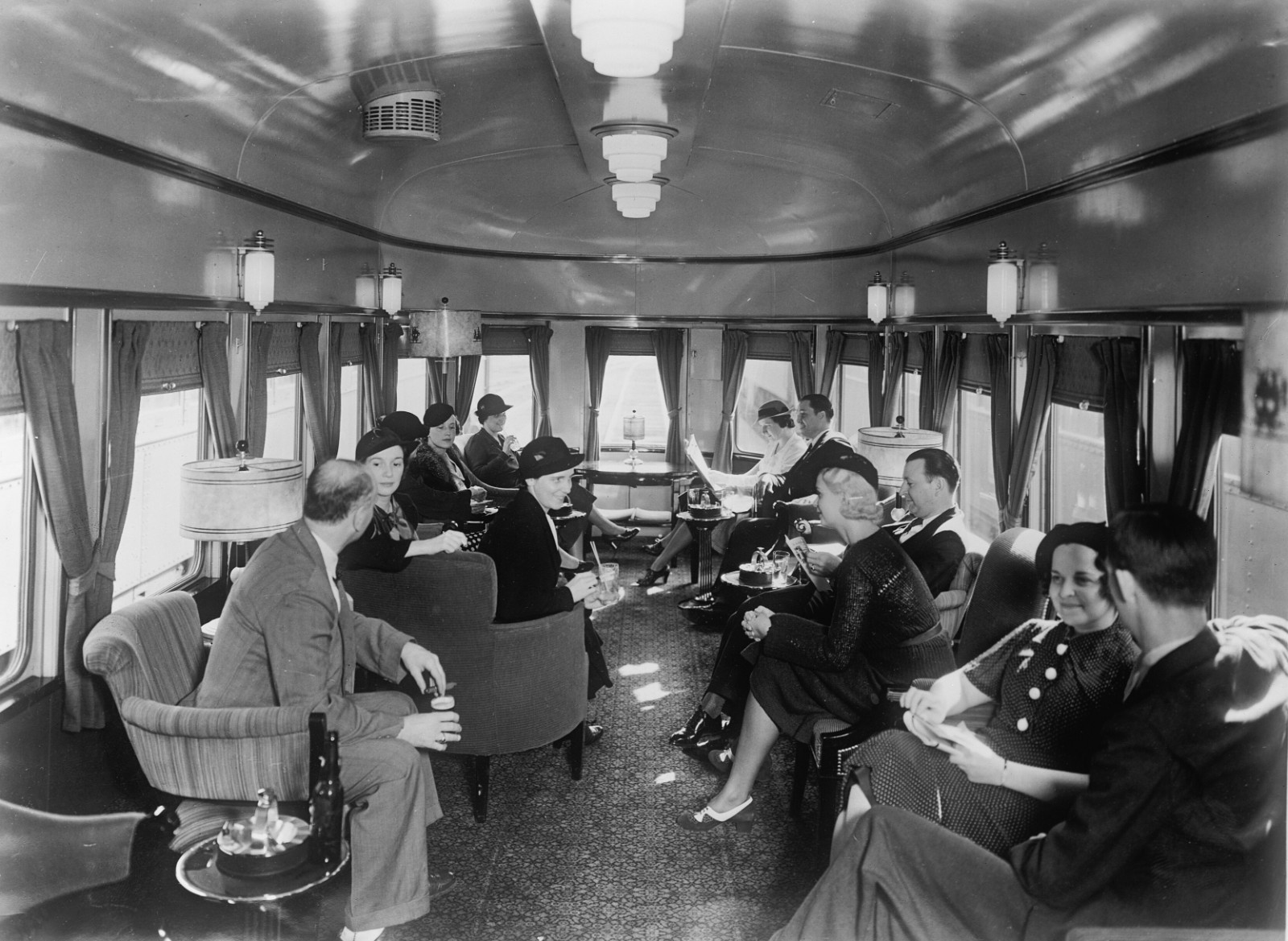 A Baltimore & Ohio Railroad Observation Car Interior ca. 1940s 8 x 10 Photo