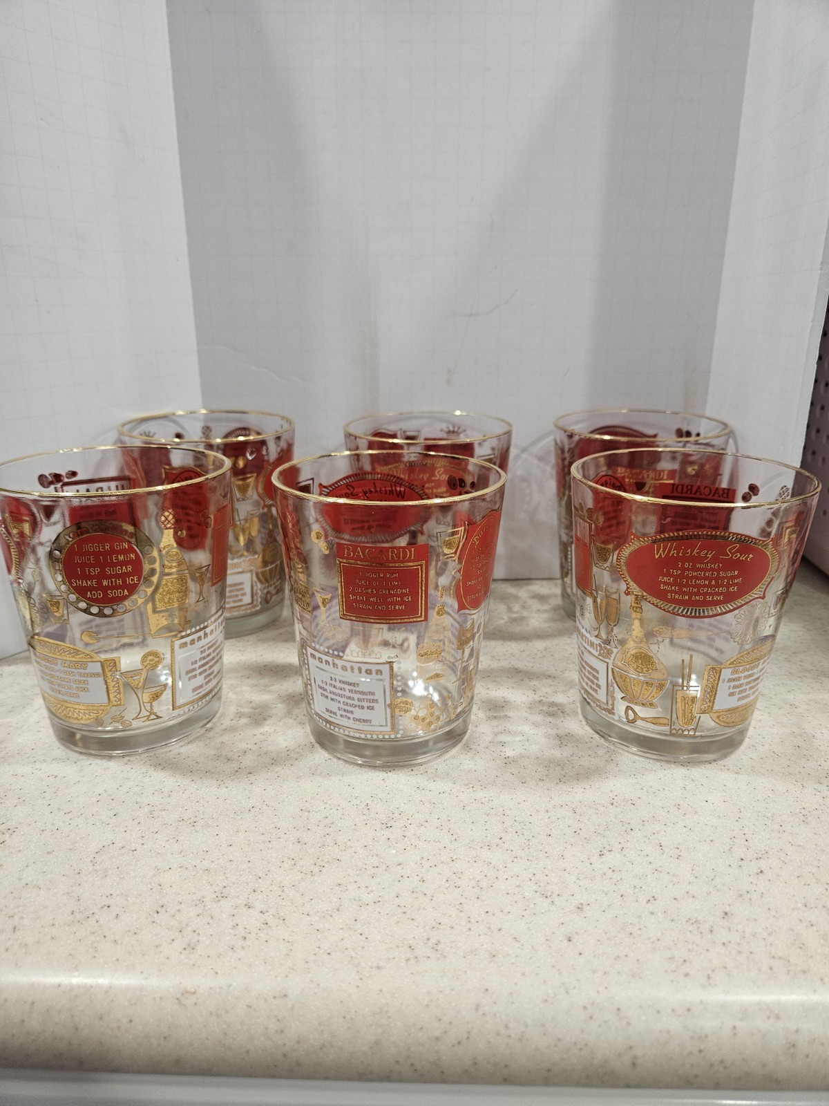 Vintage Mid Century Here's How Recipe Rocks Glasses Set Of 6