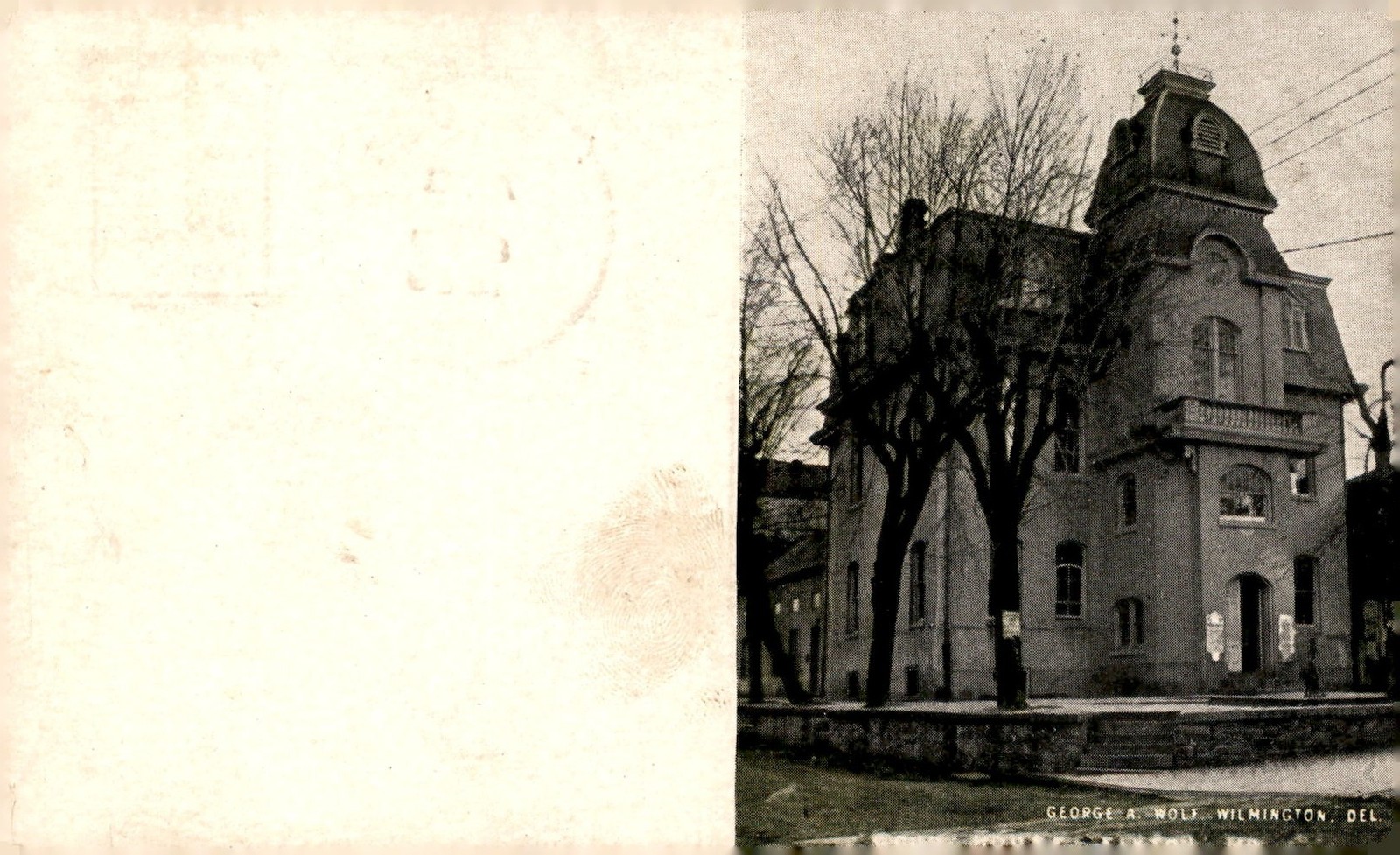 George A. Wolf, Wilmington, DE, 1909 Postcard George A. Wolf, Wilmington, DE, 1909 Postcard