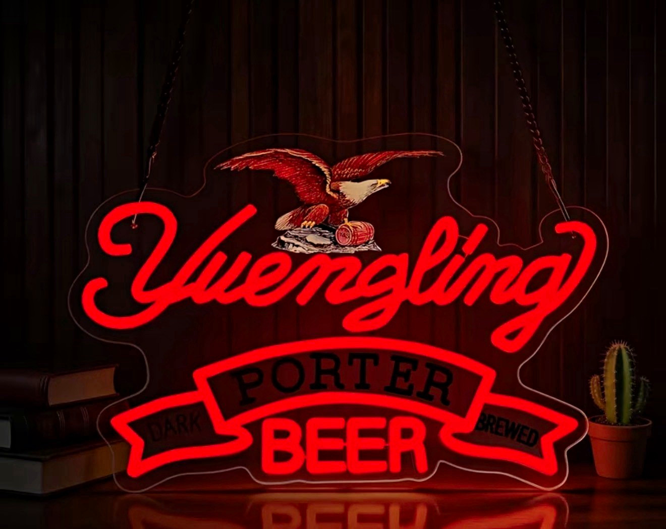 Yuengling Porter Beer LED Lighted Acrylic Hanging Sign w/ Chain 16.53 x 11 in
