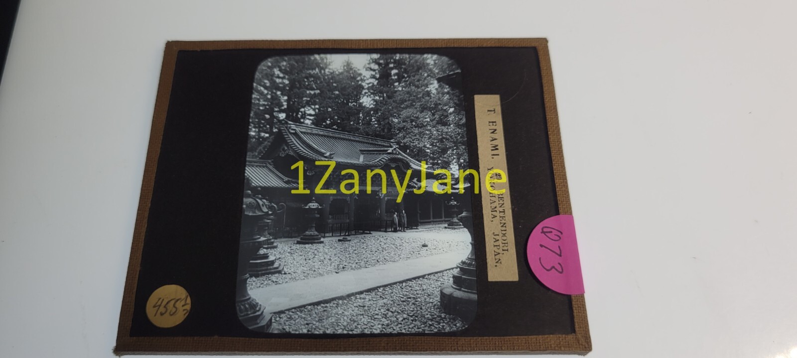 Q73 HISTORIC Glass Magic Lantern Slide World cruise 455 1/2 TENAMI 2 PEOPLE DOOR