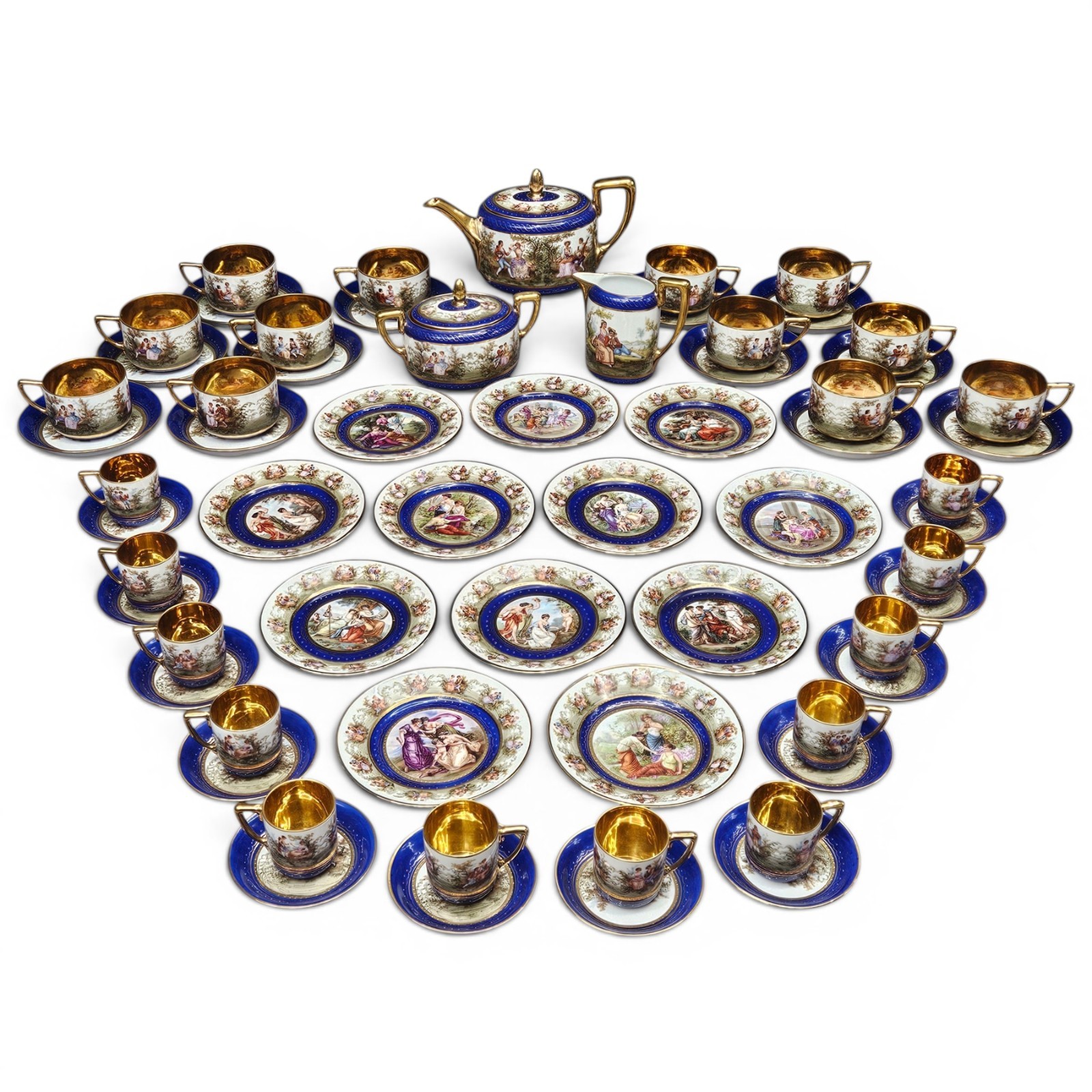 63pc Rosenthal Vienna Porcelain Tea Set Decorated Inside The Cups