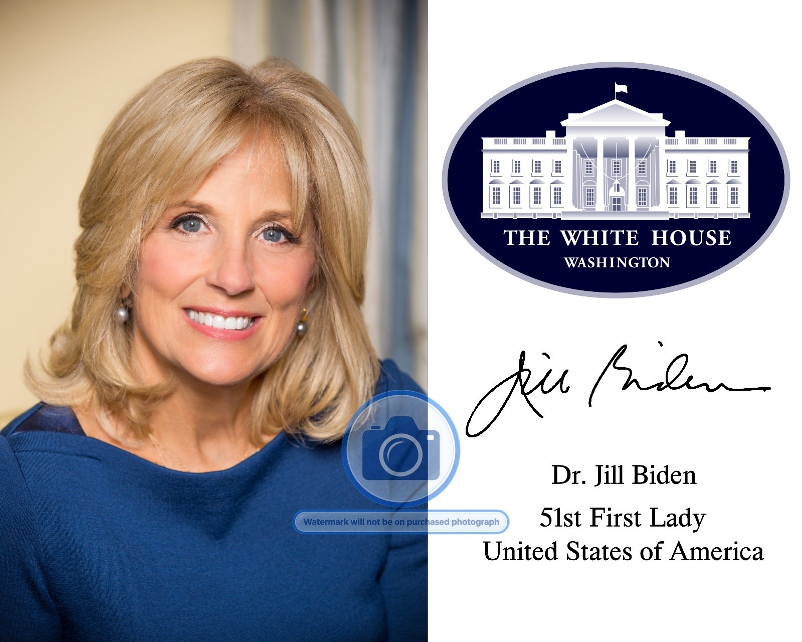 FIRST LADY DR. JILL BIDEN WHITE HOUSE SEAL AUTOGRAPHED 8X10 PHOTO FIRST LADY DR. JILL BIDEN WHITE HOUSE SEAL AUTOGRAPHED 8X10 PHOTO