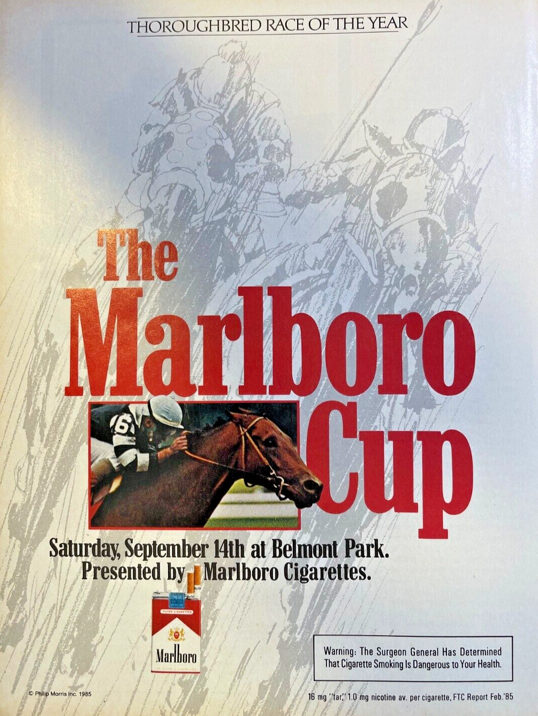 1985 Magazine Advertisement Marlboro Cup Belmont Park