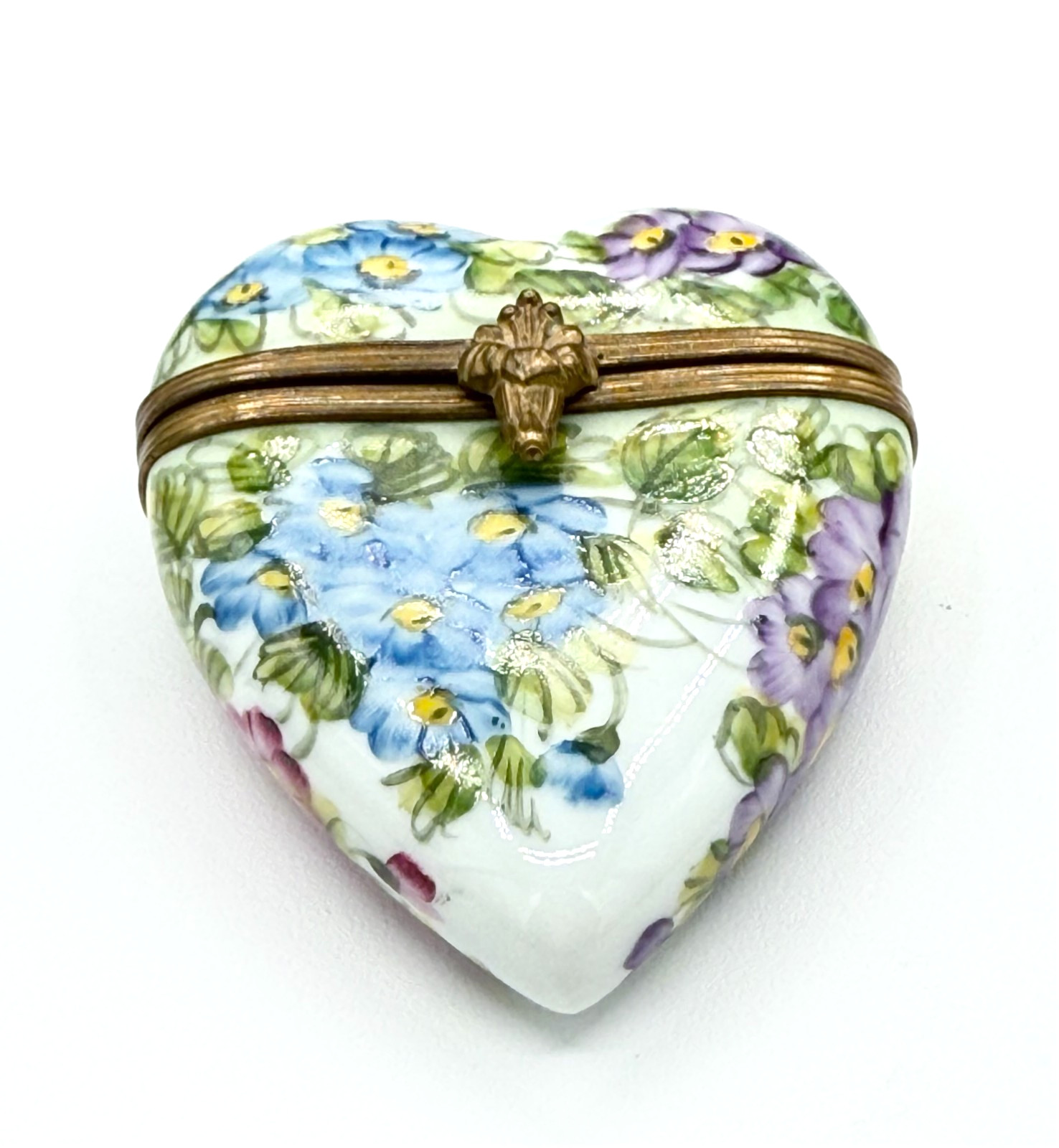 Vintage Limoges France Heart Trinket Box Hand Painted Porcelain Forget Me Not Vintage Limoges France Heart Trinket Box Hand Painted Porcelain Forget Me Not