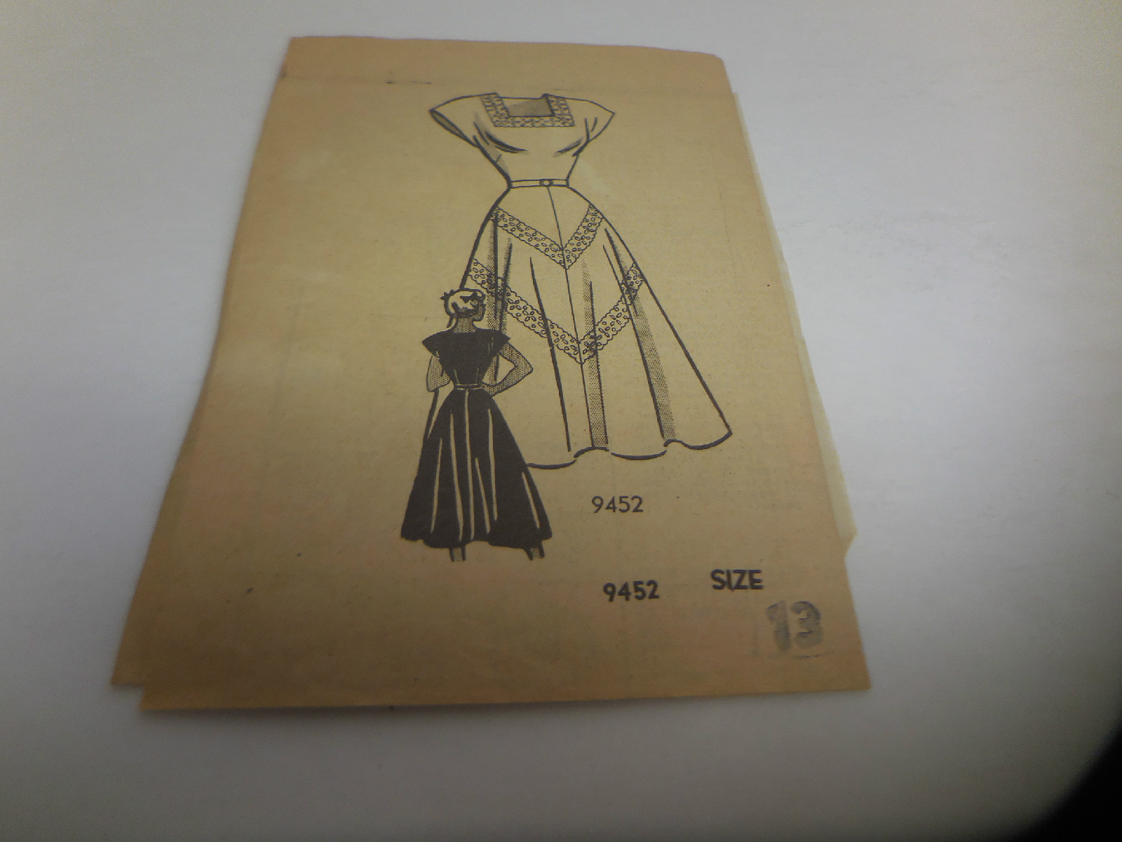 1950's Mid-Century Sewing Pattern,Pattern Department,9452,Dress,Size 13, S1823