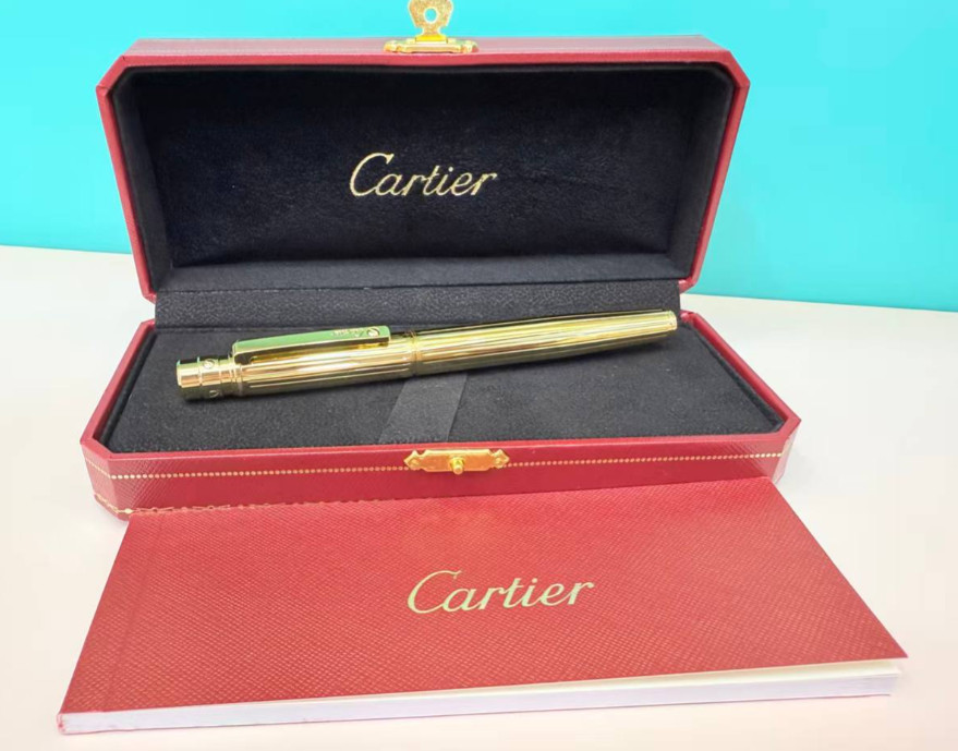 Cartier Santos de Cartier Gold Design Rollerball Pen Luxury Writing Pen with Box