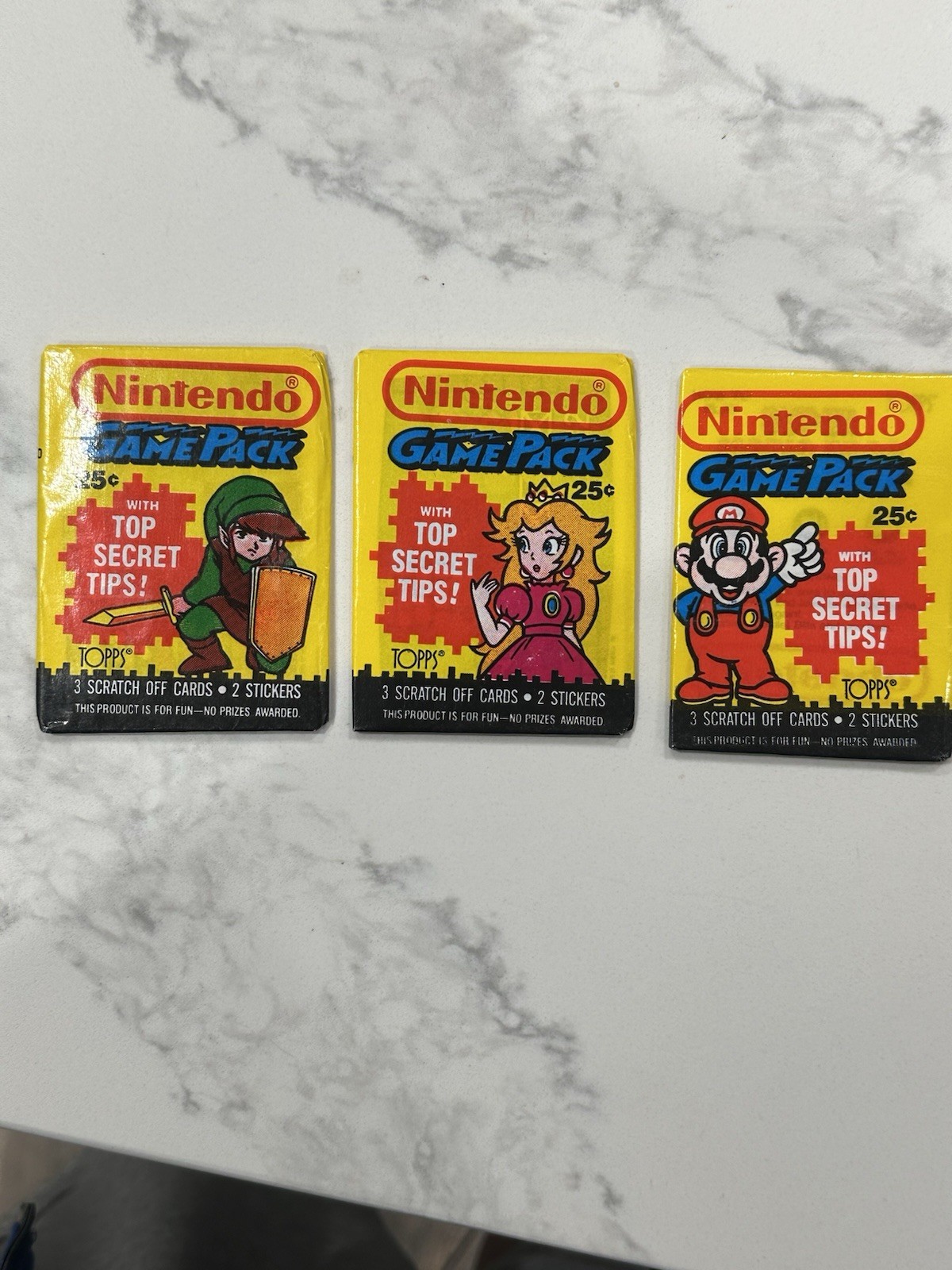 1989 Topps Nintendo Super Mario 3 Pack Lot Mario, Peach, Zelda ✅