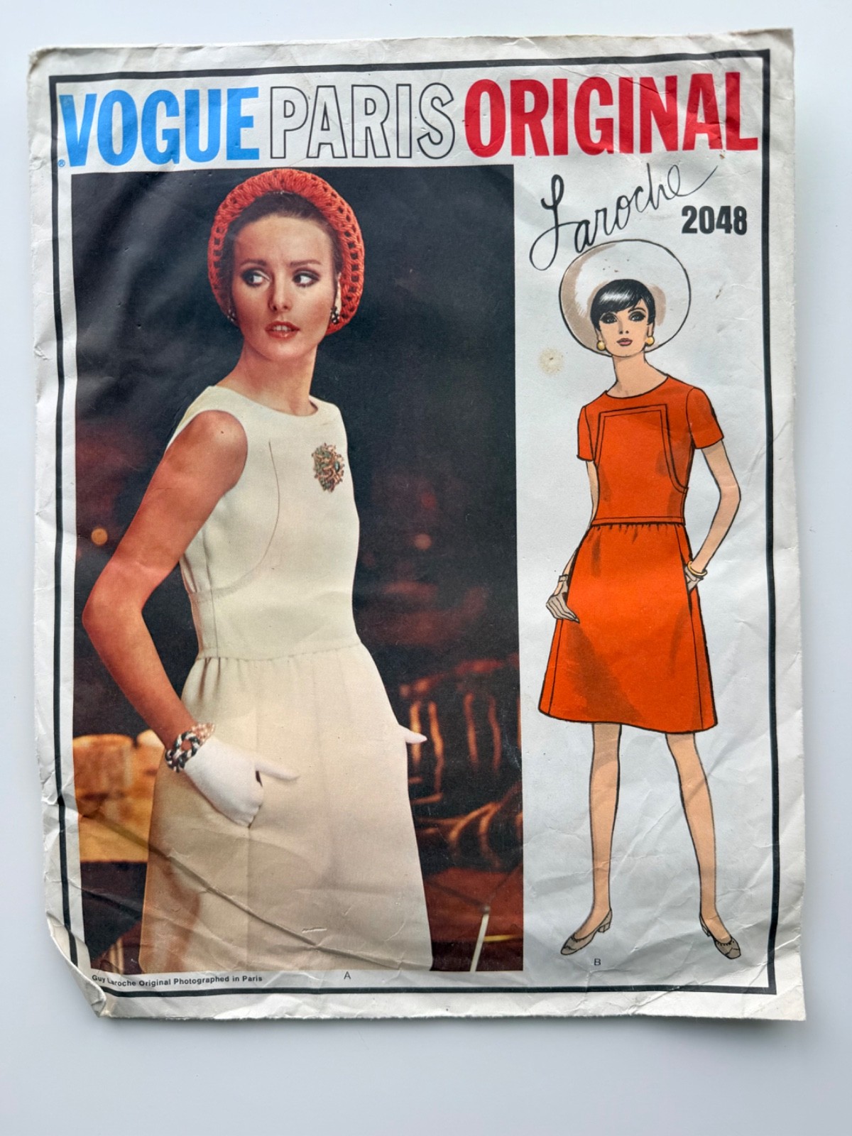 Vintage 1969 Vogue Paris Original 2048 Guy Laroche Dress, Sz 12, Uncut FF