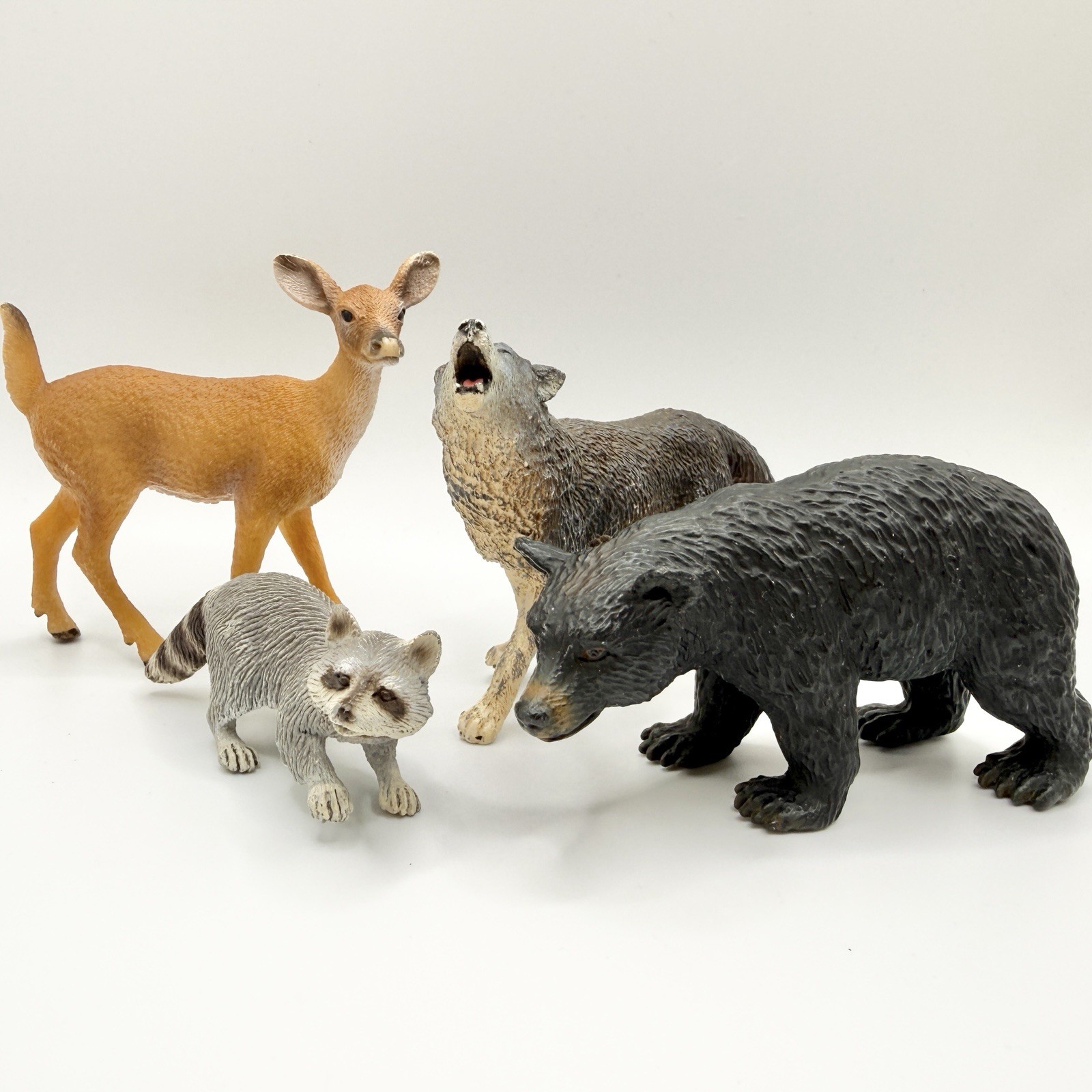 Vintage Schleich Woodland Forest Lot Raccoon Black Bear Deer & Safari Ltd Wolf