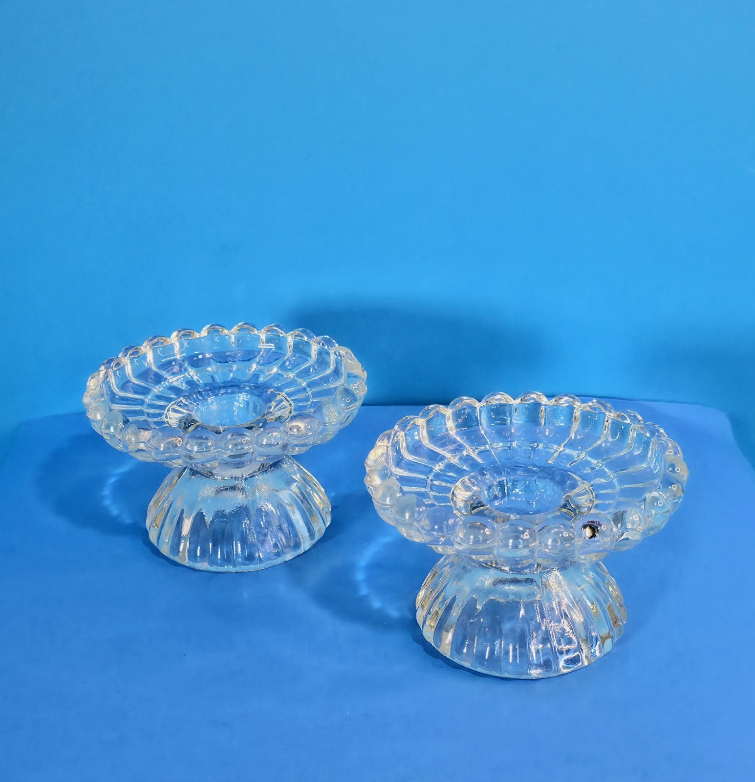 NEW IN BOX 2 PC PARTYLITE #9246 QUILTED CRYSTAL CANDLE HOLDERS PAIR