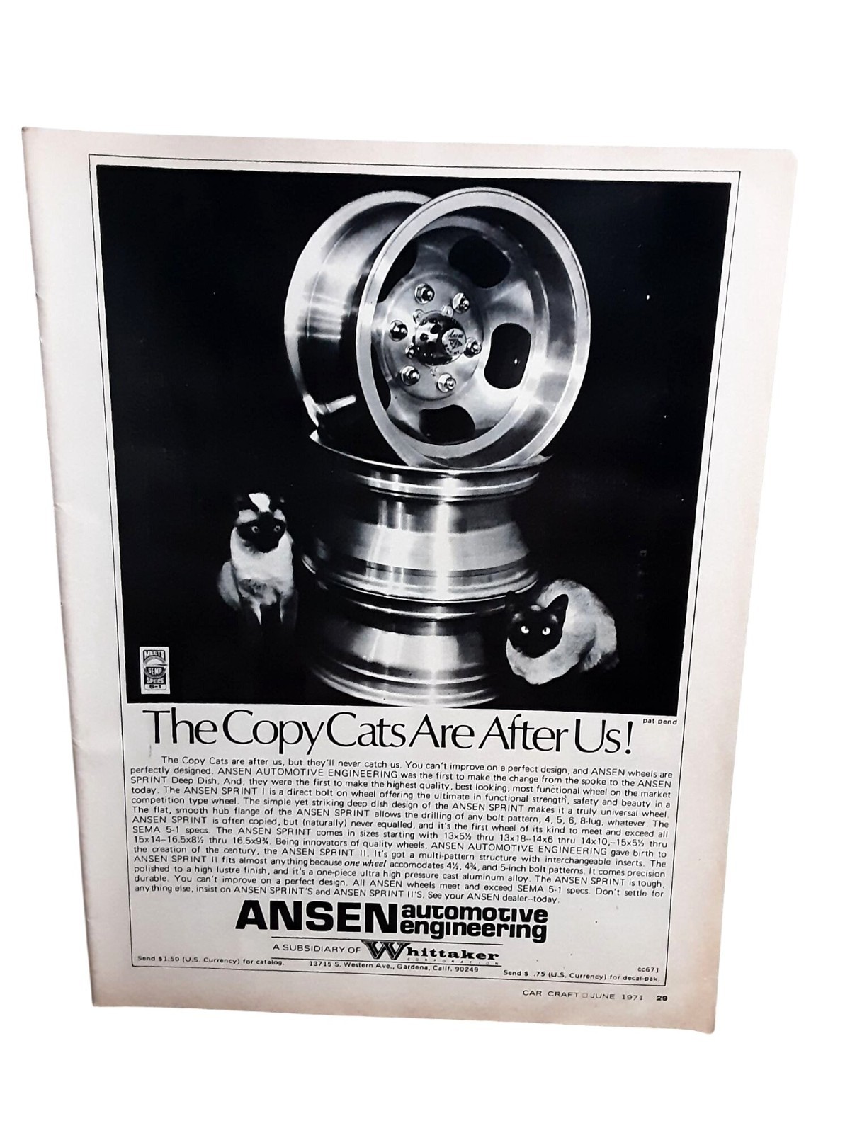 1971 Ansen Sprint Wheels Vintage Racing Wheel Rim Automotive Advertisement Ad 1971 Ansen Sprint Wheels Vintage Racing Wheel Rim Automotive Advertisement Ad