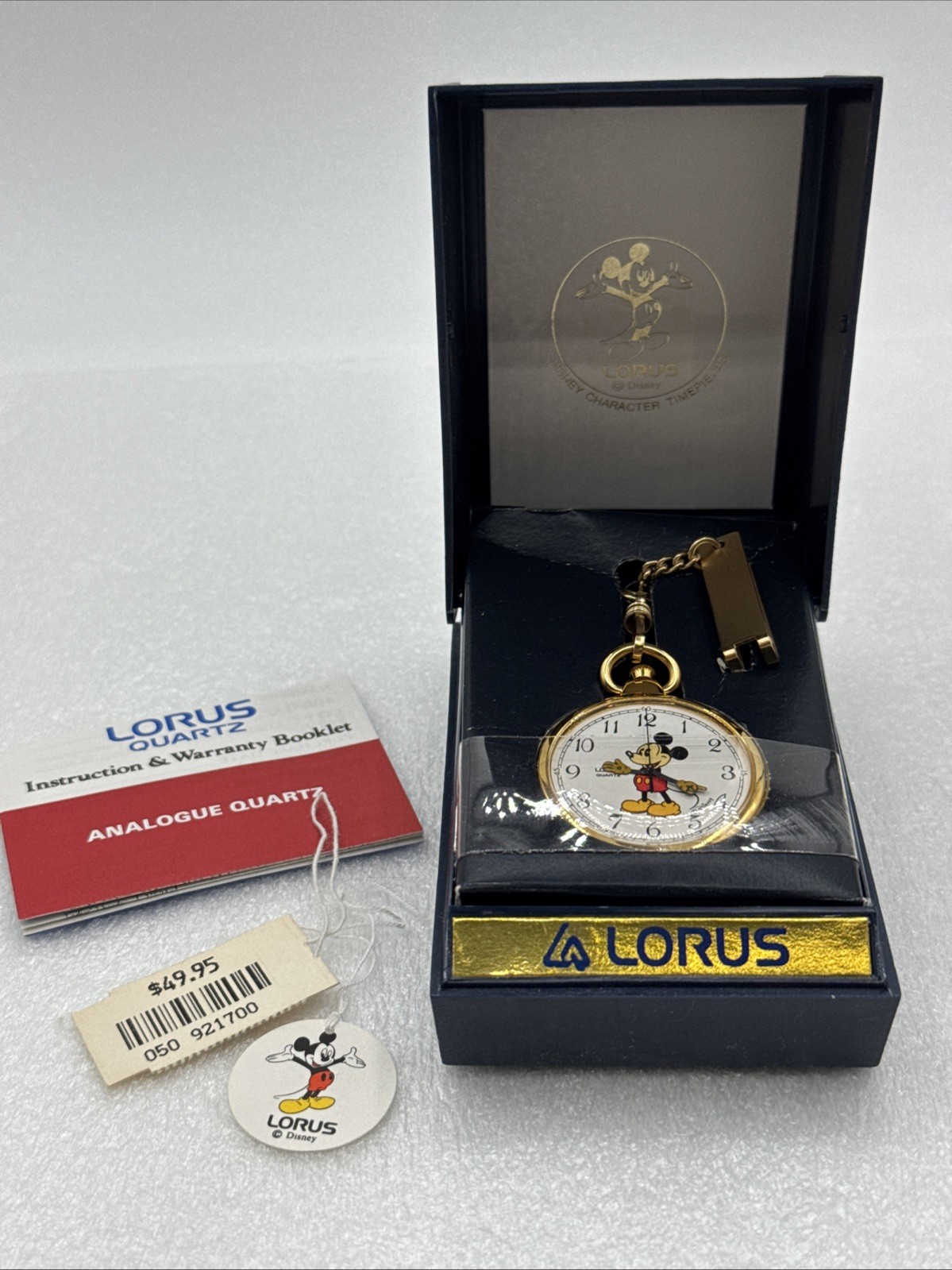 NIB Vintage Lorus Mickey Mouse Pocket Watch RB2202 Mickey Watch 1990\'s