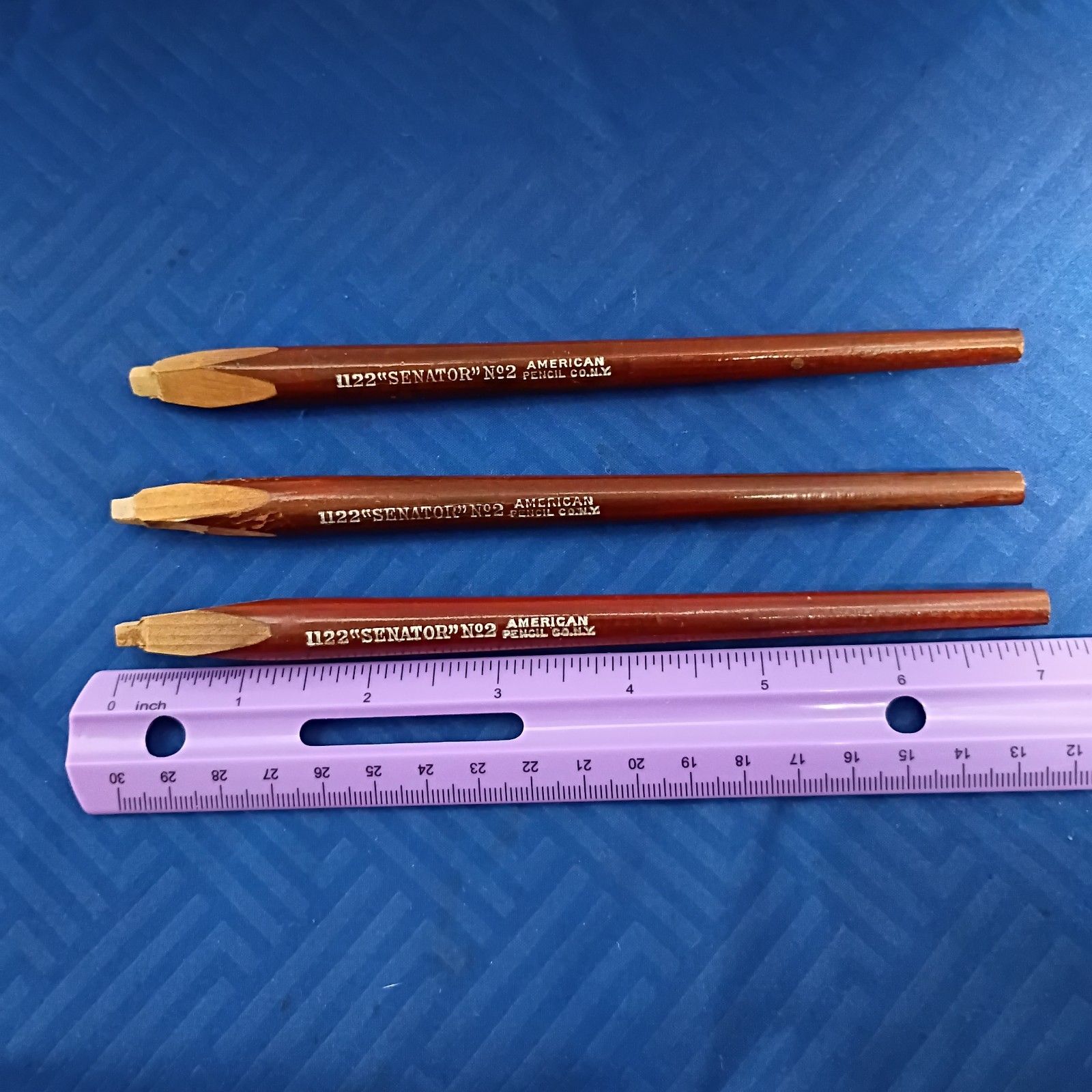 Lot Of 3 American Pencil Co. Senator 1122 No. 2 Jumbo Giant Vintage Pencils Read