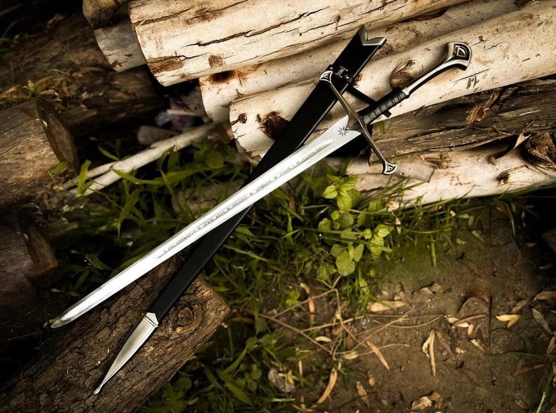 Narsil Sword Replica Handmade | Fantasy Display Sword with Scabbard, Wall Mount,
