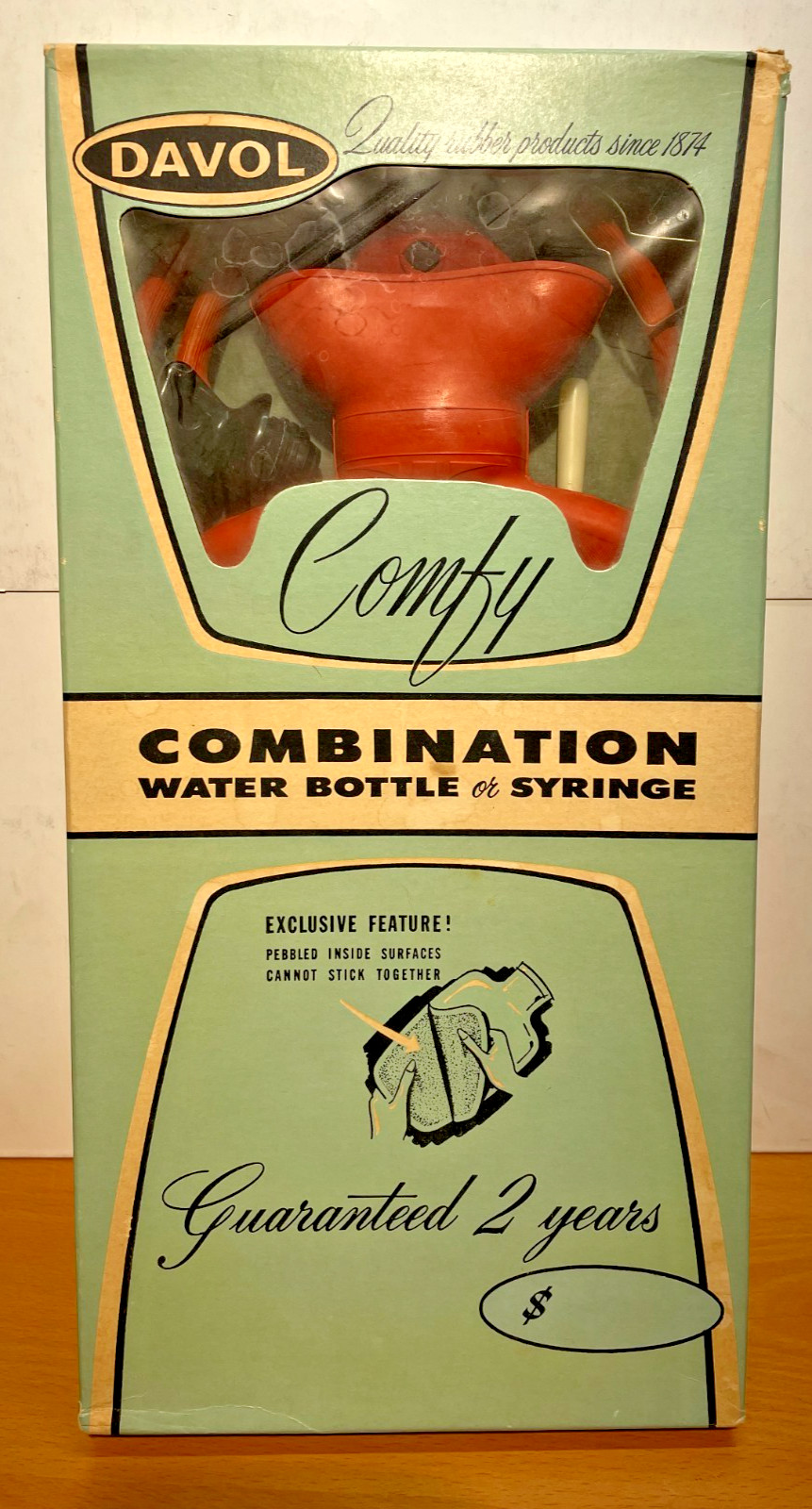 Davol Vintage Rubber Comfy Hot Water Bottle Enema Douche Bag w/Box 100% Complete