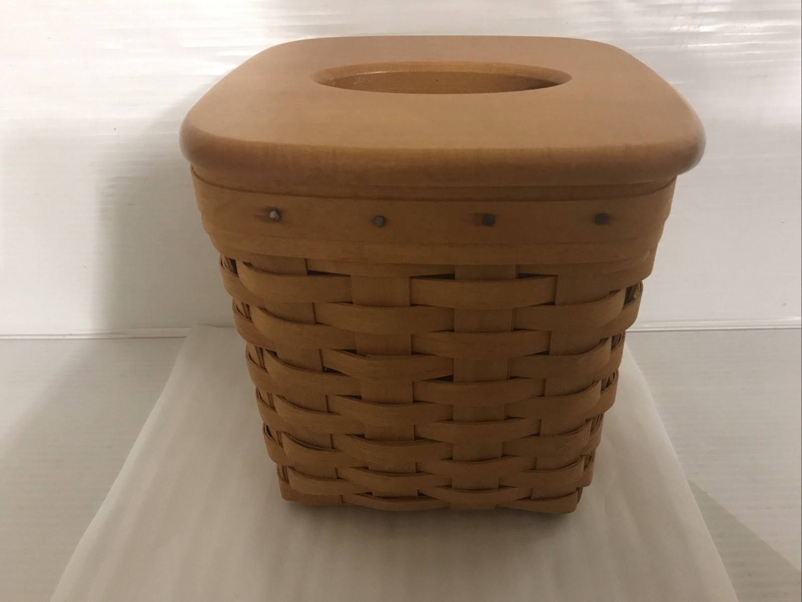 1997 Vintage LONGABERGER Tissue Basket With Lid Used