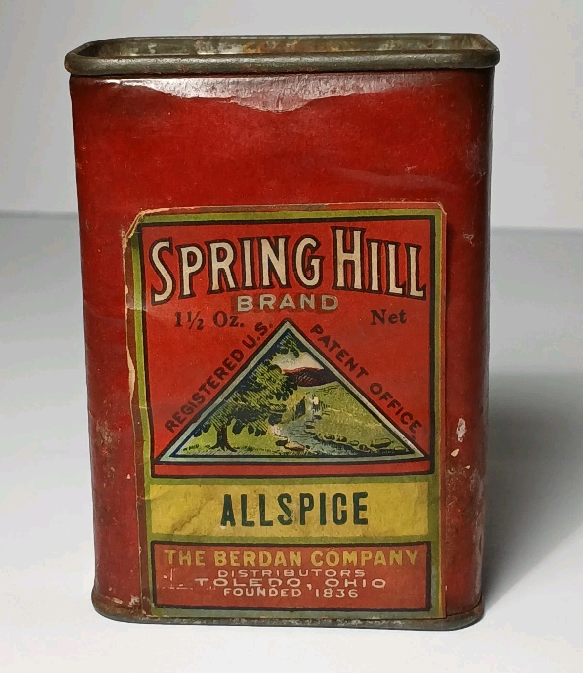 Rare Antique Vintage 1930s SPRING HILL TOLEDO OHIO SPICE TIN VINTAGE TOLEDO OHIO