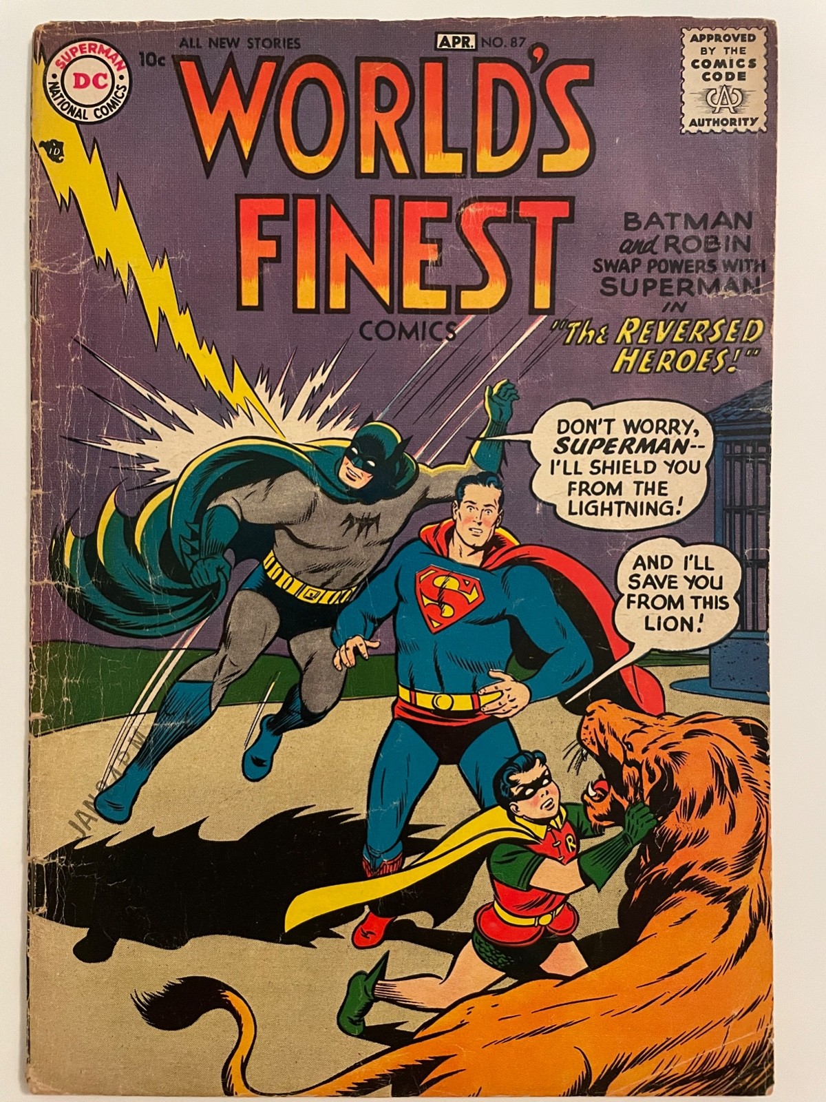 WORLD'S FINEST #87 (1957) - early Silver Age comic est G to G+ (2.0-2.5) WORLD'S FINEST #87 (1957) - early Silver Age comic est G to G+ (2.0-2.5)