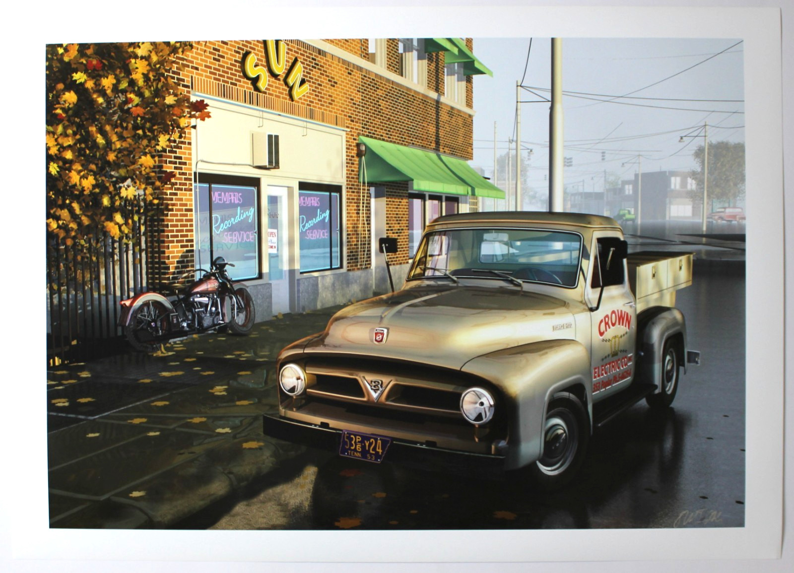 Automotive Print Elvis Crown Electric Memphis Recording Service 27.5\