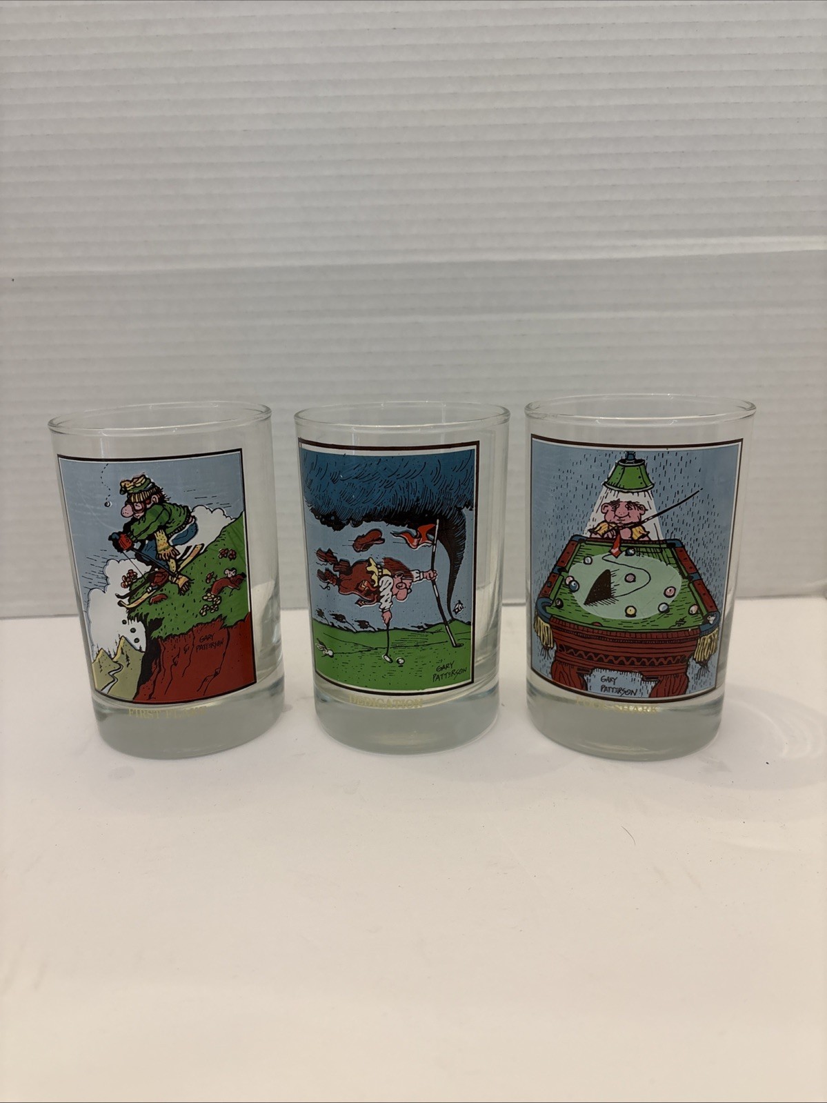 Vintage Gary Patterson Arby\'s 1982 Collectors Series Glass Drinking Cup Set of 3