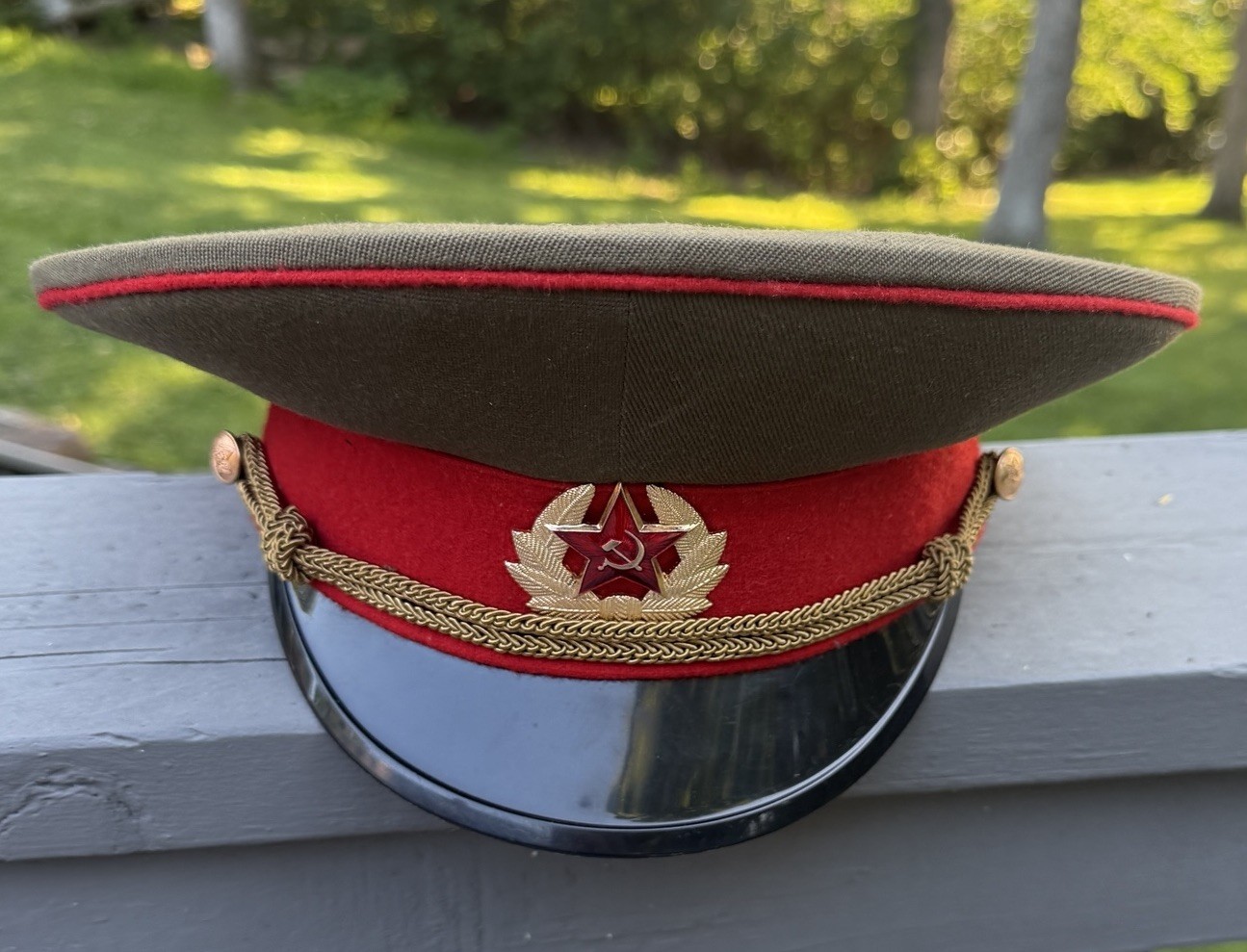 VTG Soviet USSR Military Parade Visor Cap Hat Size 58 Hammer & Sickle With Tags