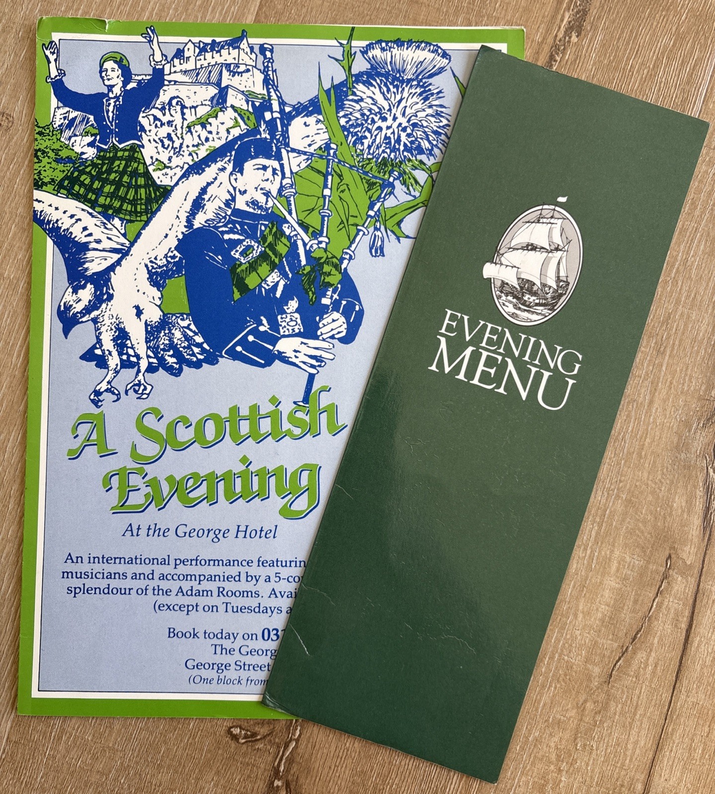 THE GEORGE HOTEL EDINBURGH Vintage Menu & Program c1986 Restaurant Scotland