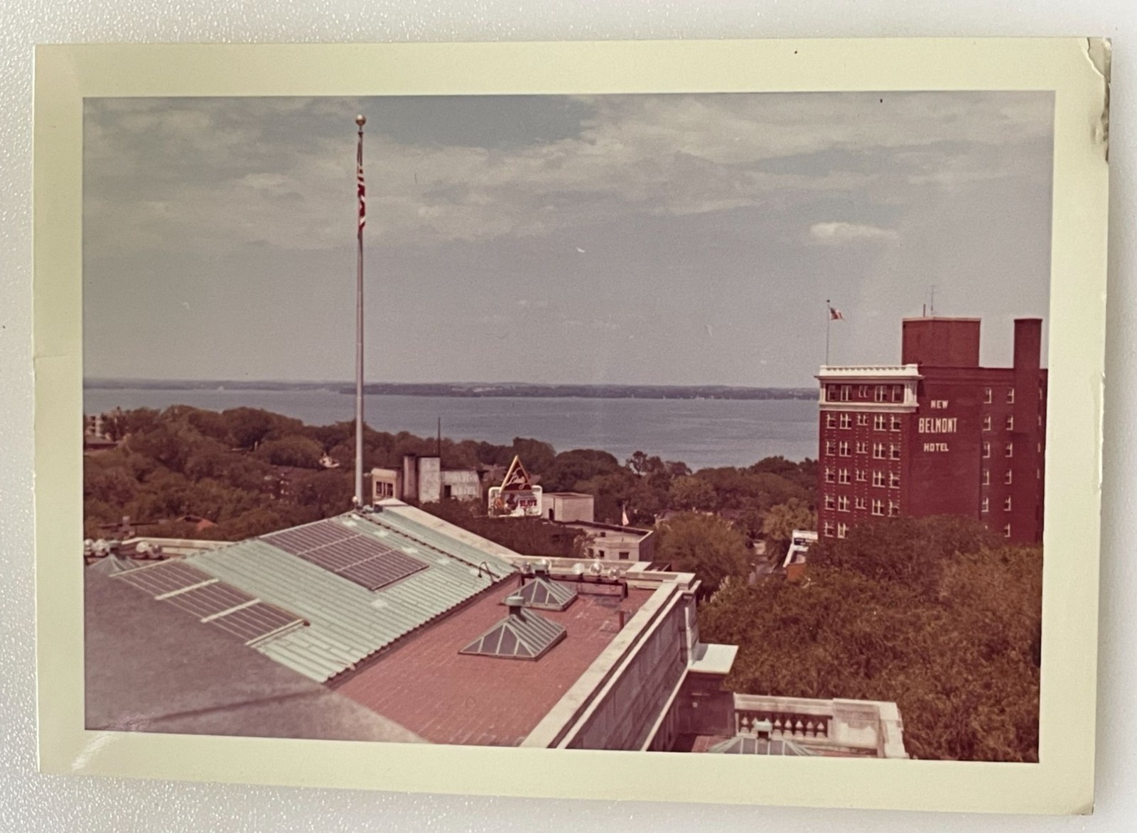 Vintage 1970s Madison Wisconsin Skyline Snapshot Photograph Lake Mendota View