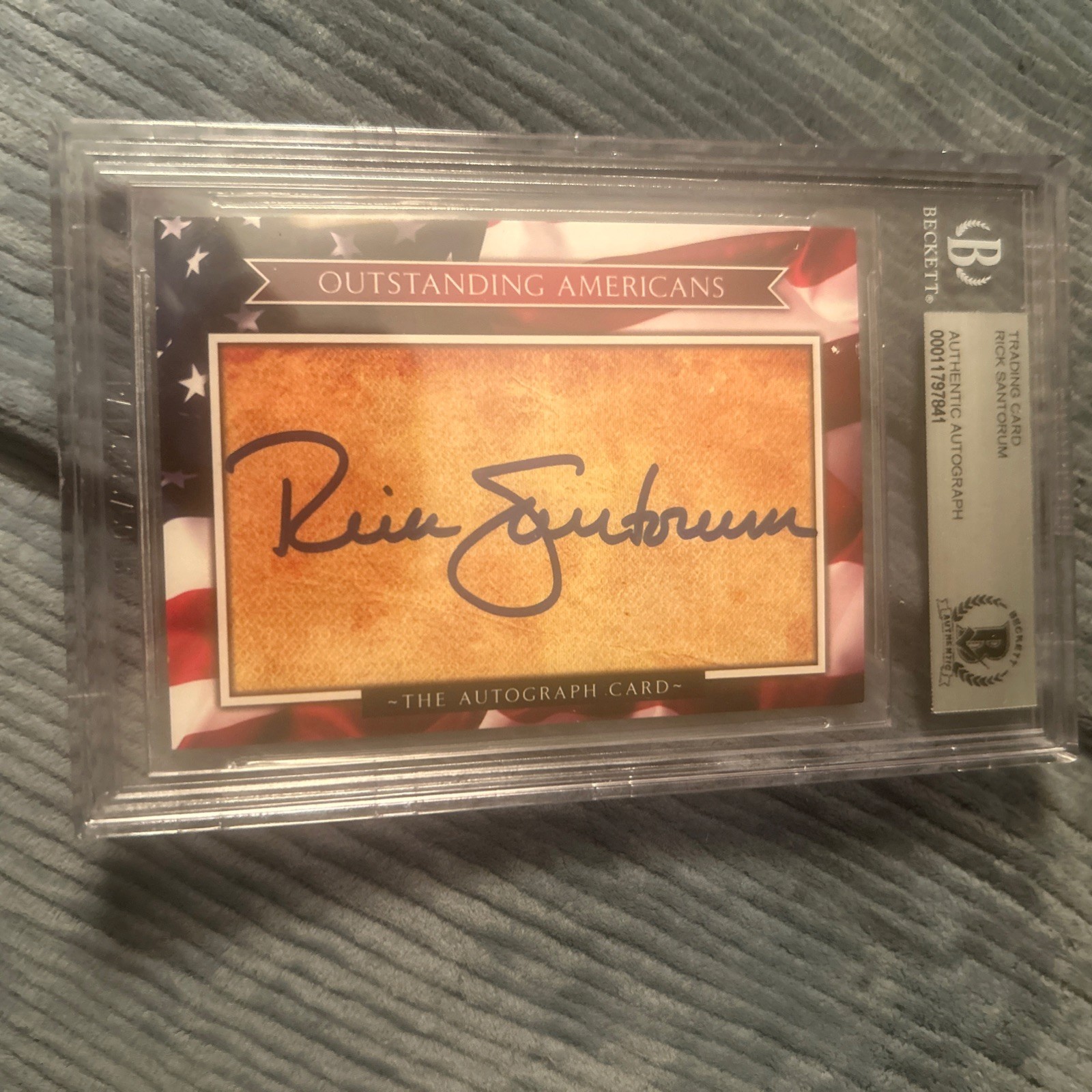 Rick Santorum Twice Signed 2018 Outstanding Americans Card Beckett Slabbed