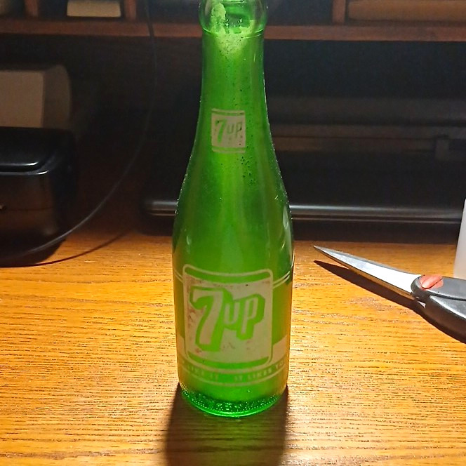 7 Up Vintage Green Glass Soda Bottle Seven-Up Bottling Co Columbus OH