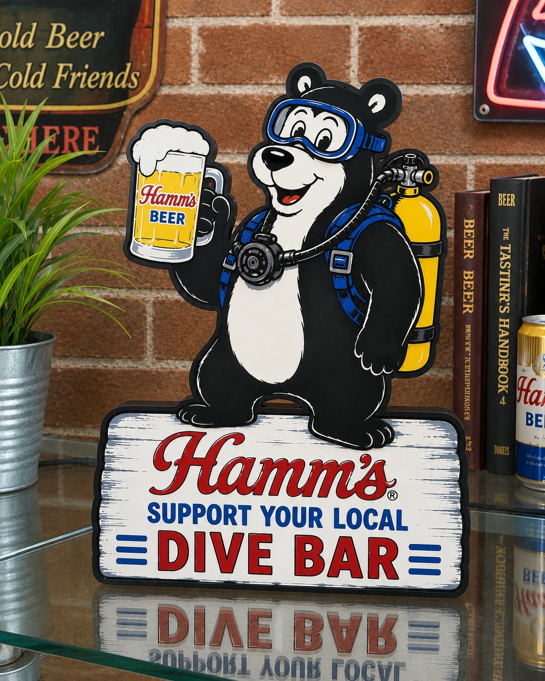 Hamms Beer Bear Support Local Bar Advertising 3D Printed LED Light-Up Sign 9\