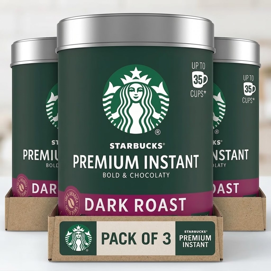 Starbucks Premium Instant Coffee Dark Roast, 3 Tins 3.17 Oz Starbucks Premium Instant Coffee Dark Roast, 3 Tins 3.17 Oz