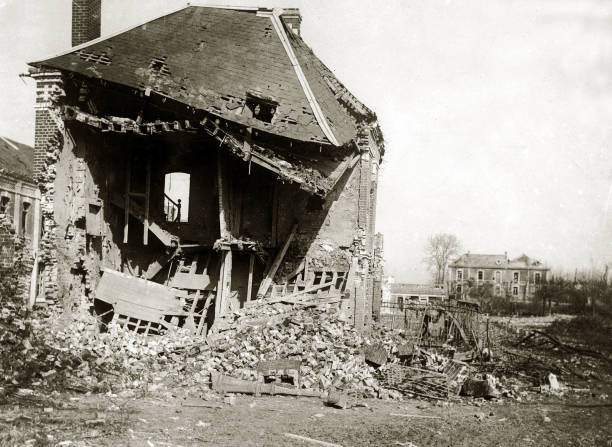 A ruined house Bapaume France damaged by shelling Allied advance B- Old Photo