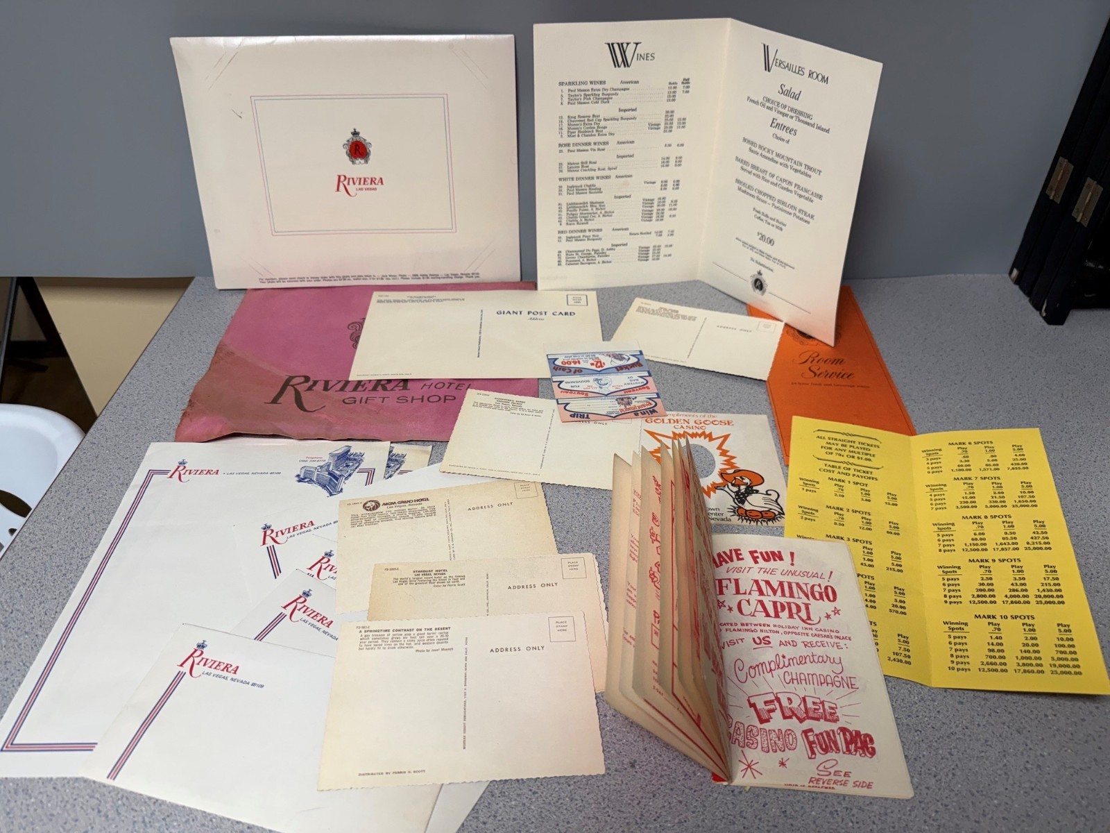 Lot 23 Vintage Las Vegas Riviera + Restaurant Menus Post Cards Hotel Stationery Lot 23 Vintage Las Vegas Riviera + Restaurant Menus Post Cards Hotel Stationery