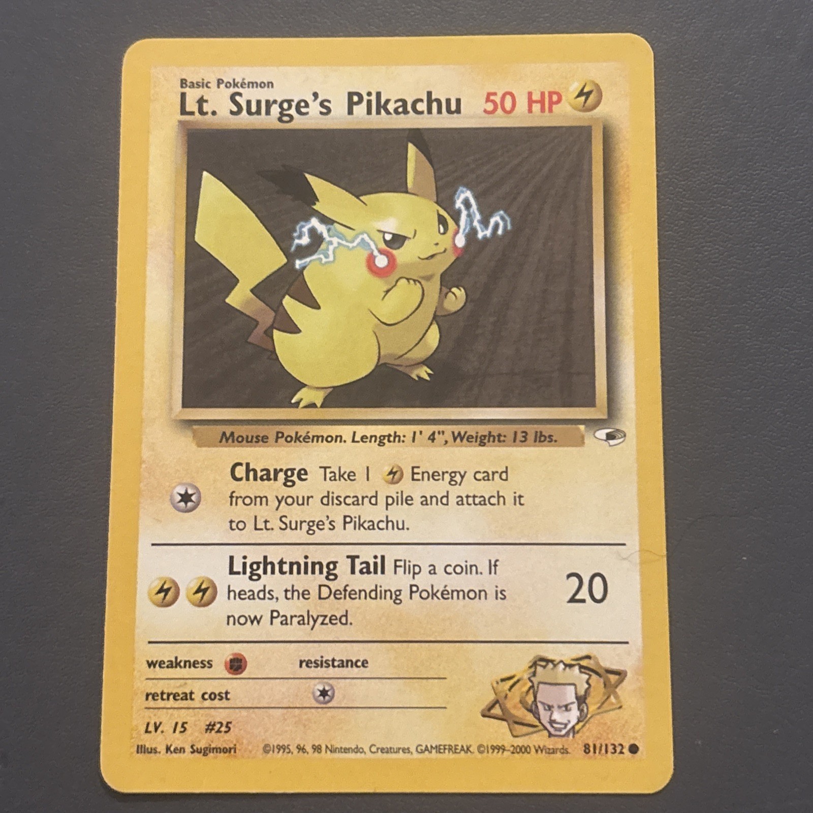 Pokémon TCG Lt. Surge's Pikachu 81/132 Gym Heroes Common Unlimited LP
