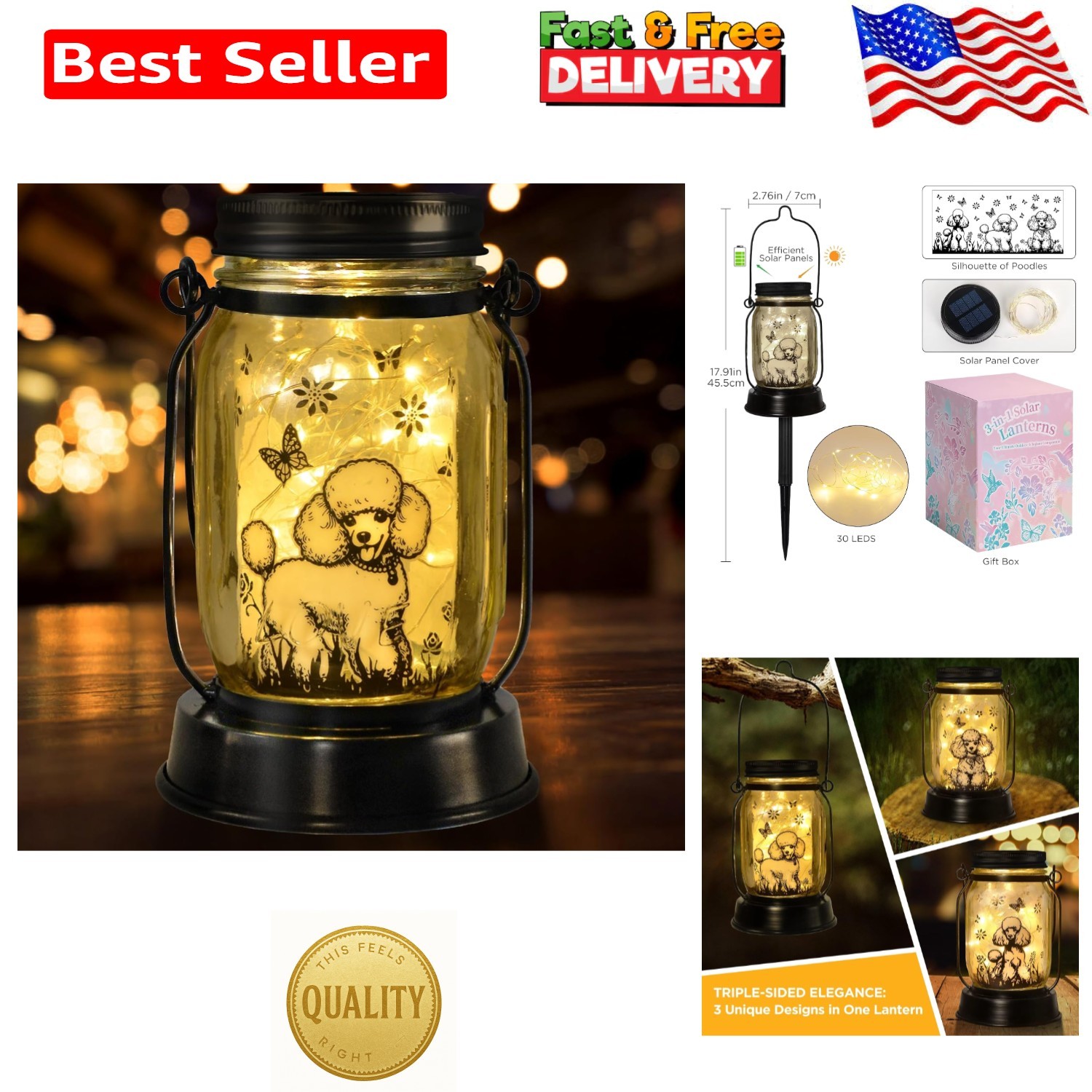 Delightful Poodle Solar Garden Lantern - Ideal for Pet Lovers & Remembrance Delightful Poodle Solar Garden Lantern - Ideal for Pet Lovers & Remembrance