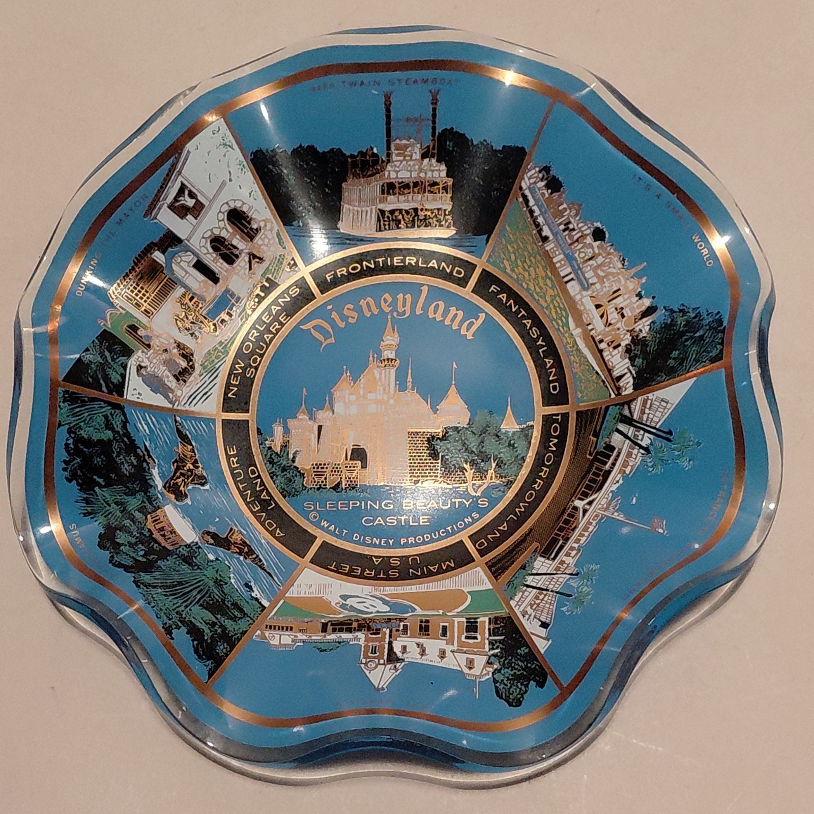 Vintage Walt Disney Disneyland Glass Candy Dish Ashtray Bowl Memorabilia 1970s Vintage Walt Disney Disneyland Glass Candy Dish Ashtray Bowl Memorabilia 1970s