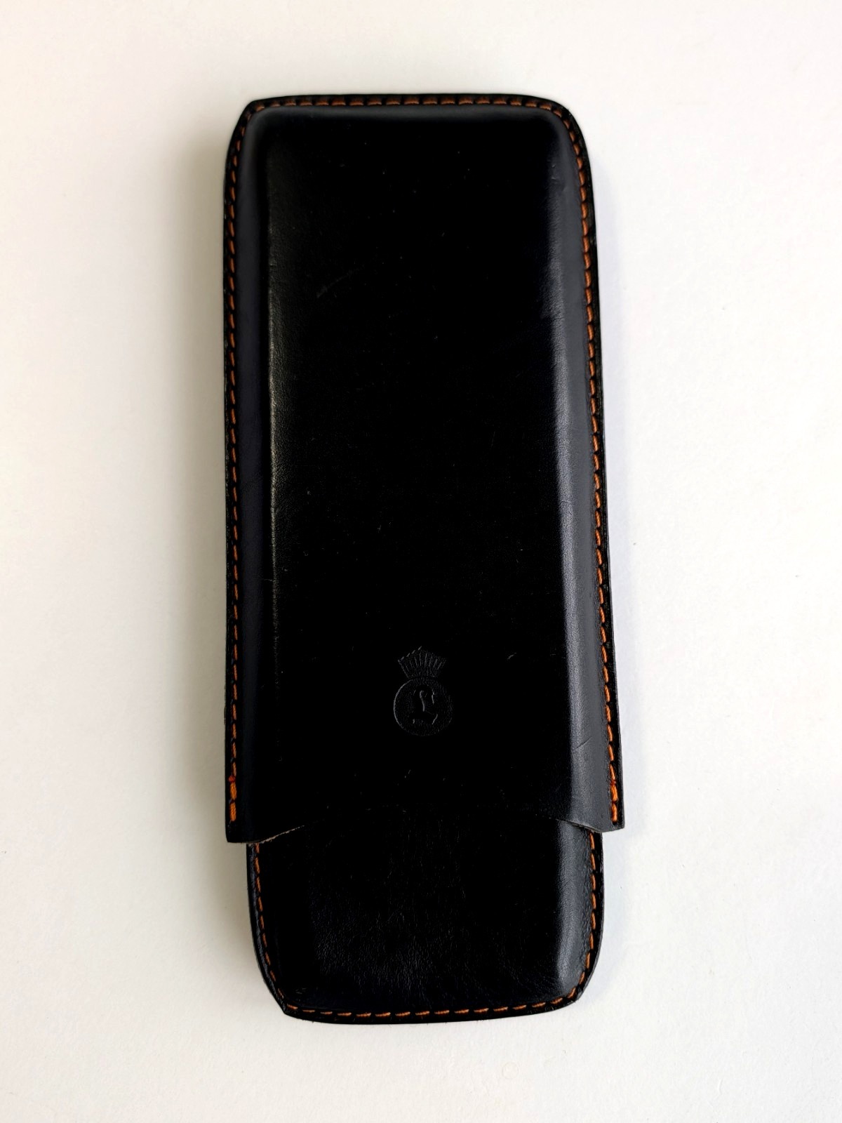 Vintage Leather Cigar Travel Case / 3 Churchill Size Cigars / Made In Italy