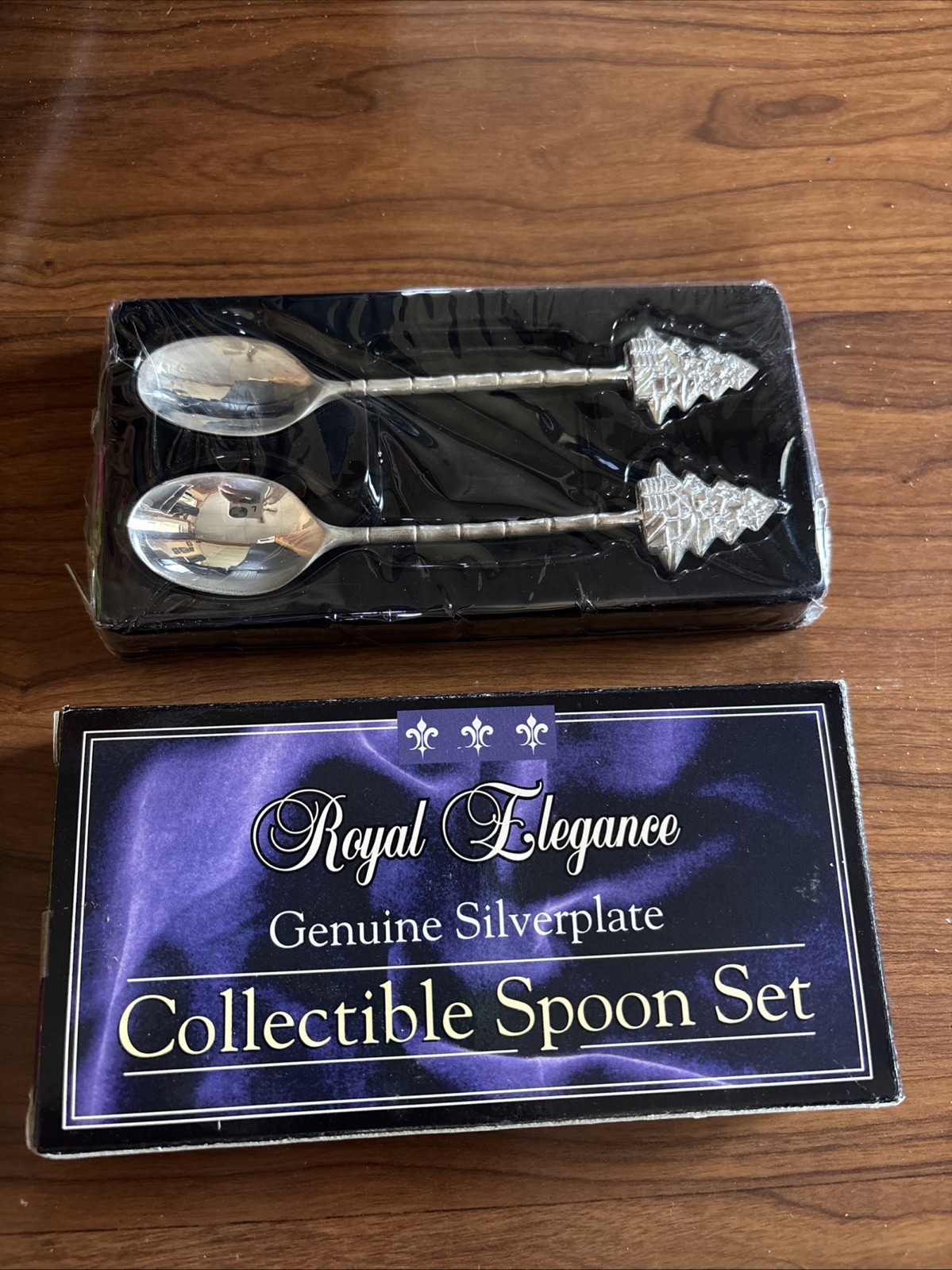 Royal Elegance Genuine Silverplate 2 XMas Tree Spoons 5.5” Long New In Box Royal Elegance Genuine Silverplate 2 XMas Tree Spoons 5.5” Long New In Box