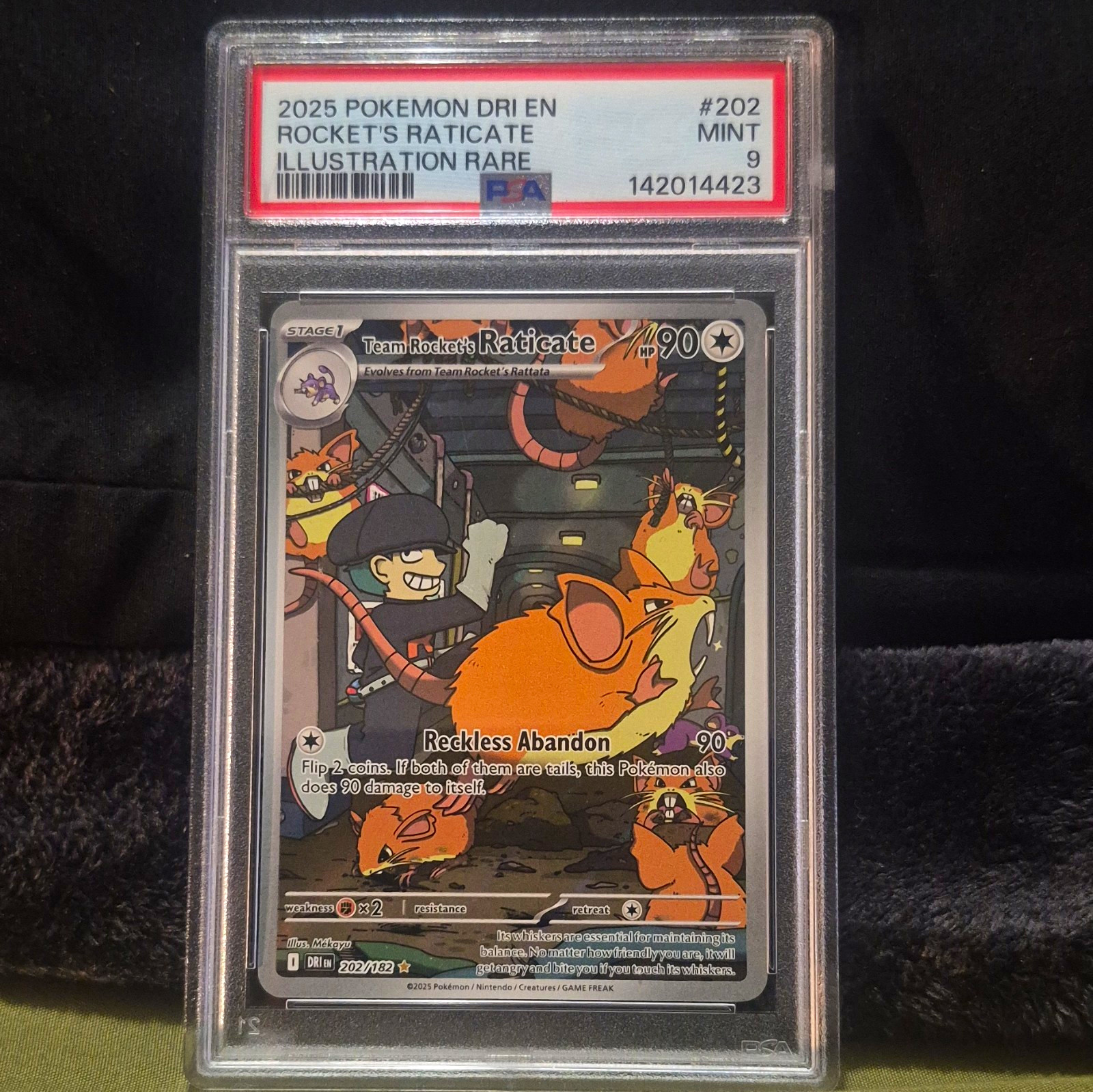 Pokémon DRI EN Team Rocket\'s Raticate 202/182 Illustration Rare PSA 9 ENG