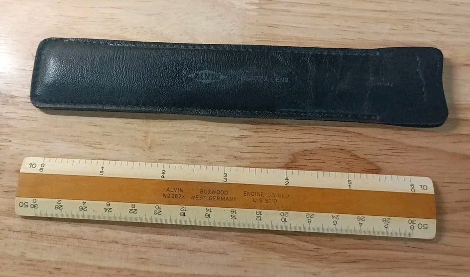 Vintage Alvin 267x Boxwood West Germany Engine Divided Ruler Measure USA 