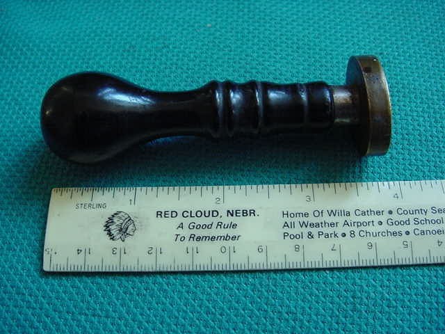 Antique c1910 Wood Brass Wax Sealer Stamp- M. F. Radebaugh Jeweler Beatrice Neb.