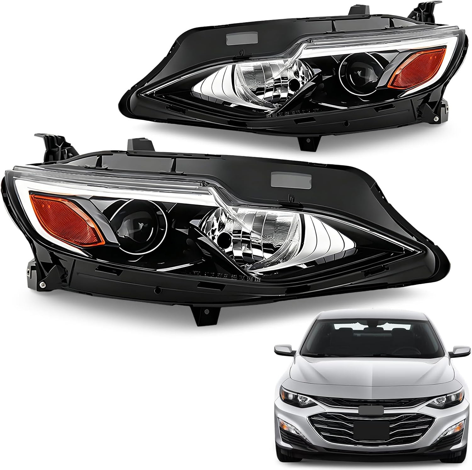 Pair Halogen Headlight for 2019-2025 Chevy Malibu Pair Halogen Headlight for 2019-2025 Chevy Malibu