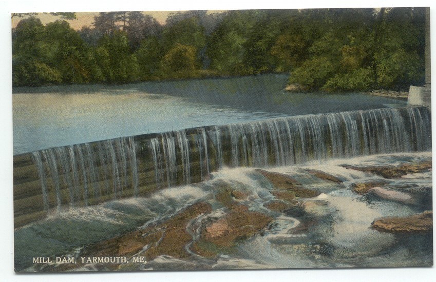 Yarmouth ME Mill Dam Postcard Maine