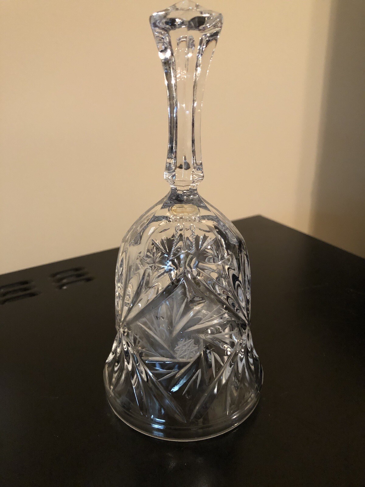 lead crystal bell, 7 1/2” tall, pinwheel pattern