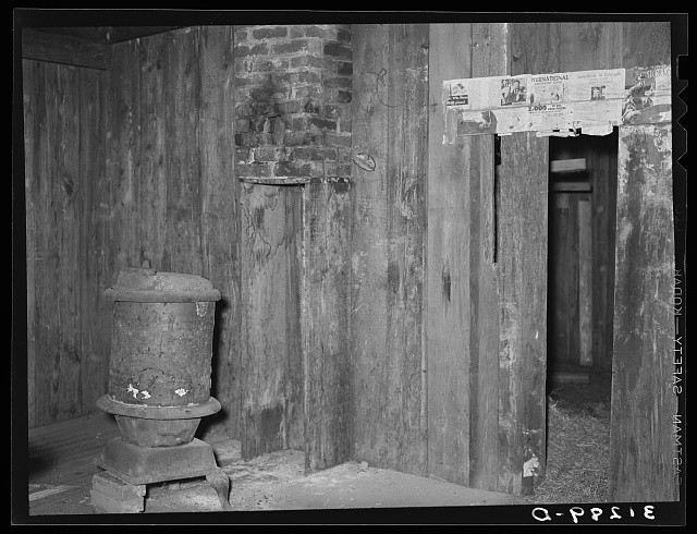 Caruthersville Missouri 1938 Interior Old Slave Quarters Wooden Cabin