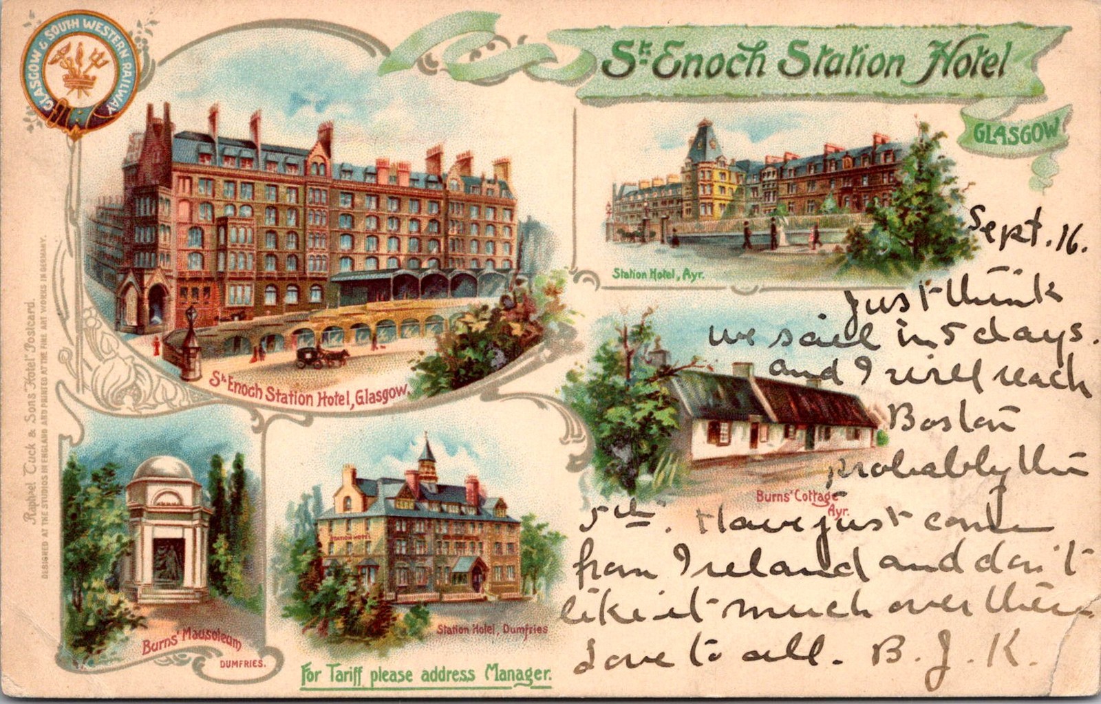 1906 St Enoch Station Hotel Glasgow Scotland Multiview Vintage Postcard 4P23-9 1906 St Enoch Station Hotel Glasgow Scotland Multiview Vintage Postcard 4P23-9