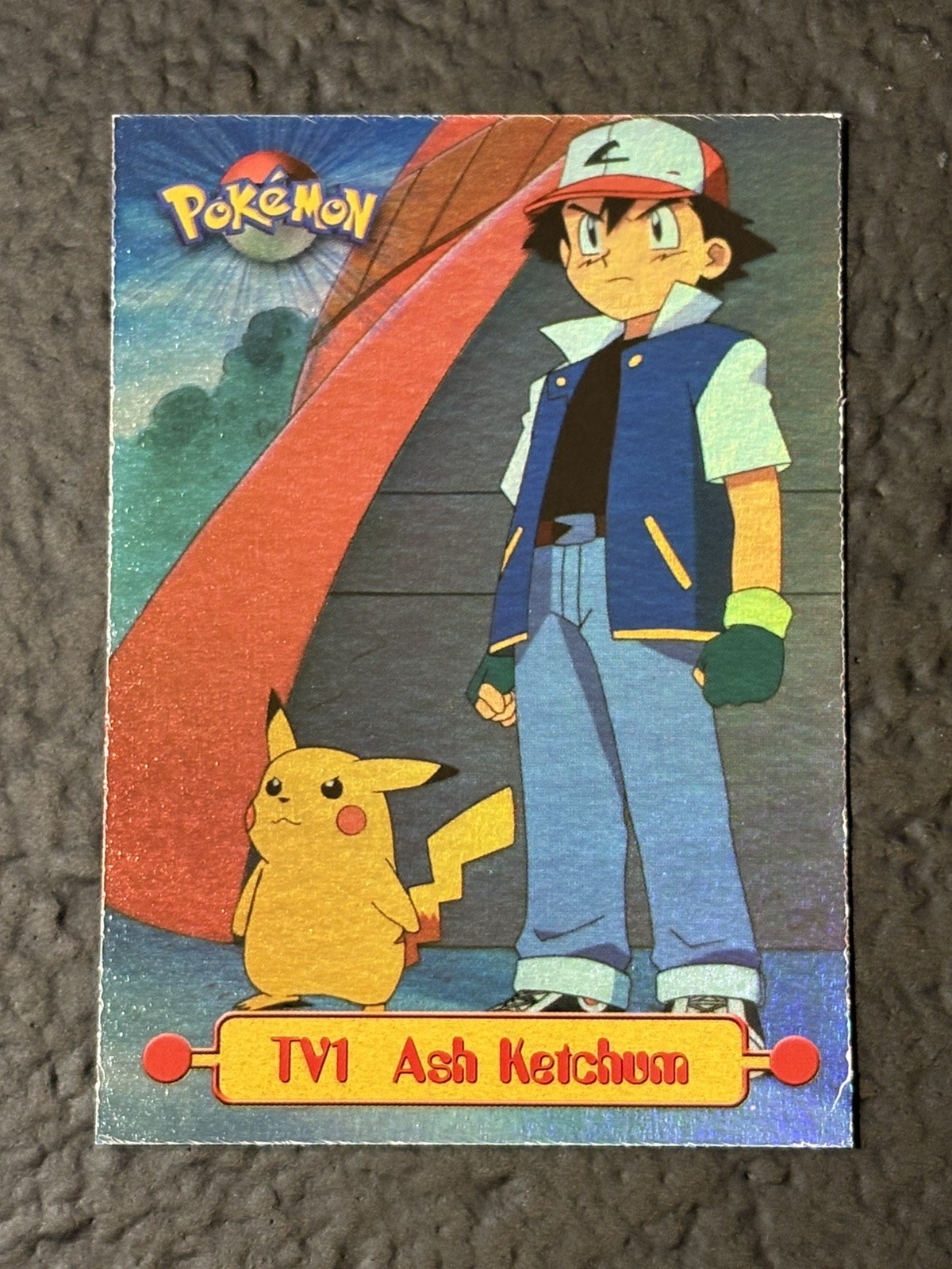 Vintage 1999 Topps Pokémon Animation Edition TV1 Ash Ketchum Rainbow Holofoil MP Vintage 1999 Topps Pokémon Animation Edition TV1 Ash Ketchum Rainbow Holofoil MP