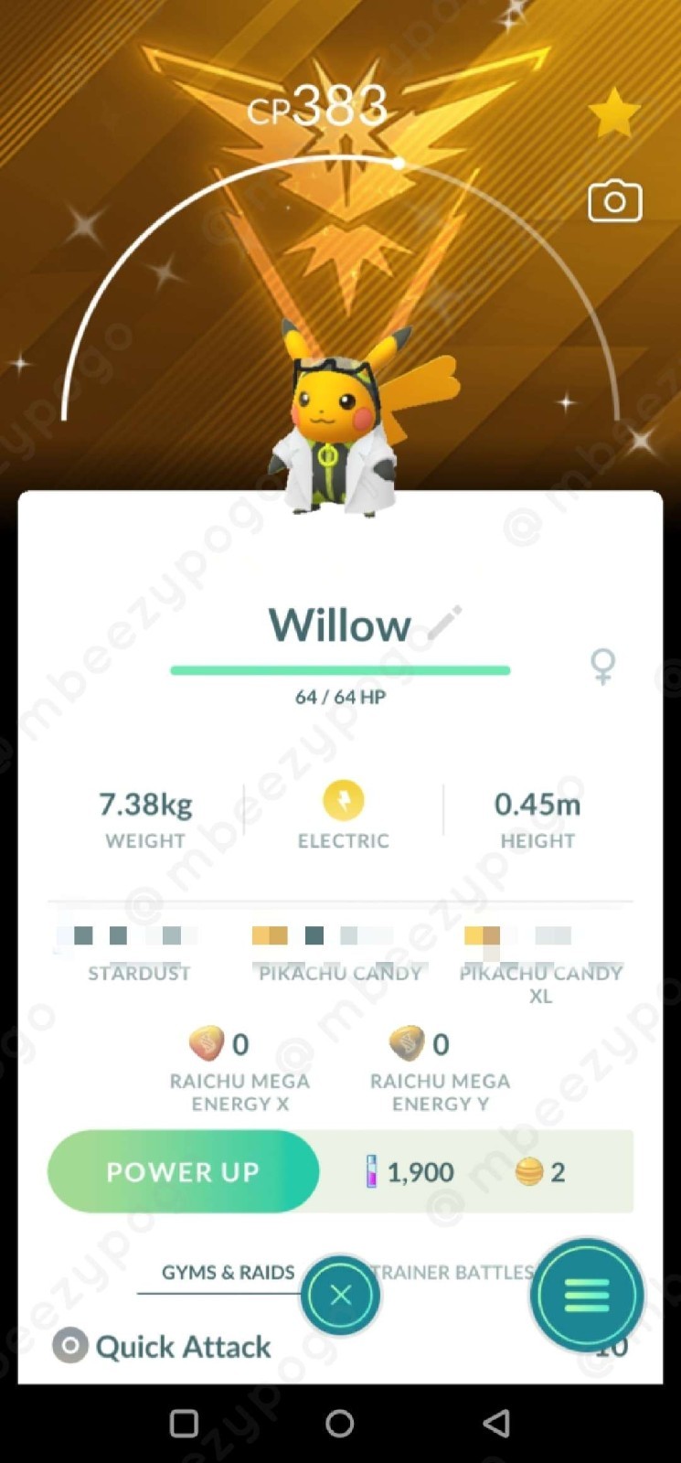 ✨RARE Shiny Prof.Willow\'s Assistant Pikachu Instinct Background Pokemon GO✨ TRDE