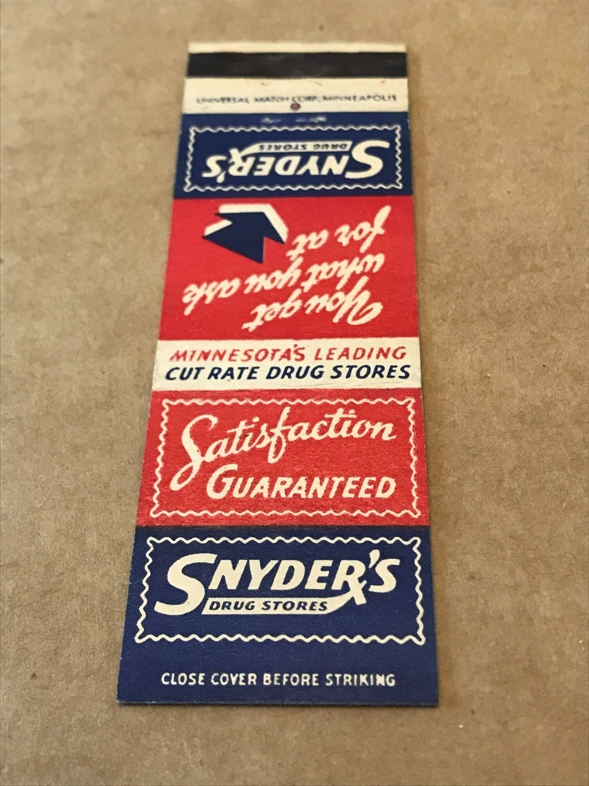 Vintage Snyder\'s Drug Store - Matchcover, Matchbook Vintage Snyder\'s Drug Store - Matchcover, Matchbook